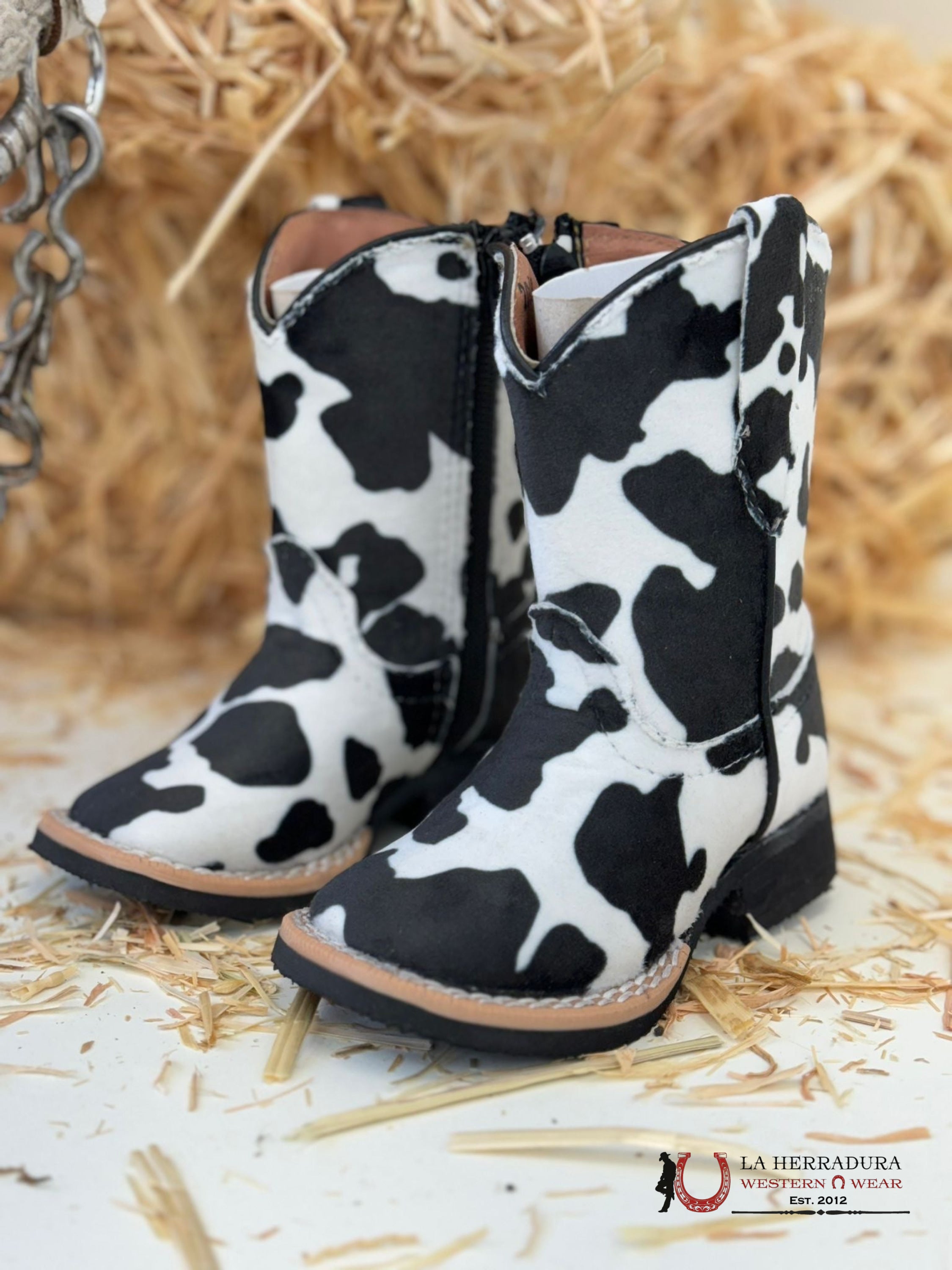 Tanner Mark Elsie Infant Cowhide Faux Black Zipper Boots Niños