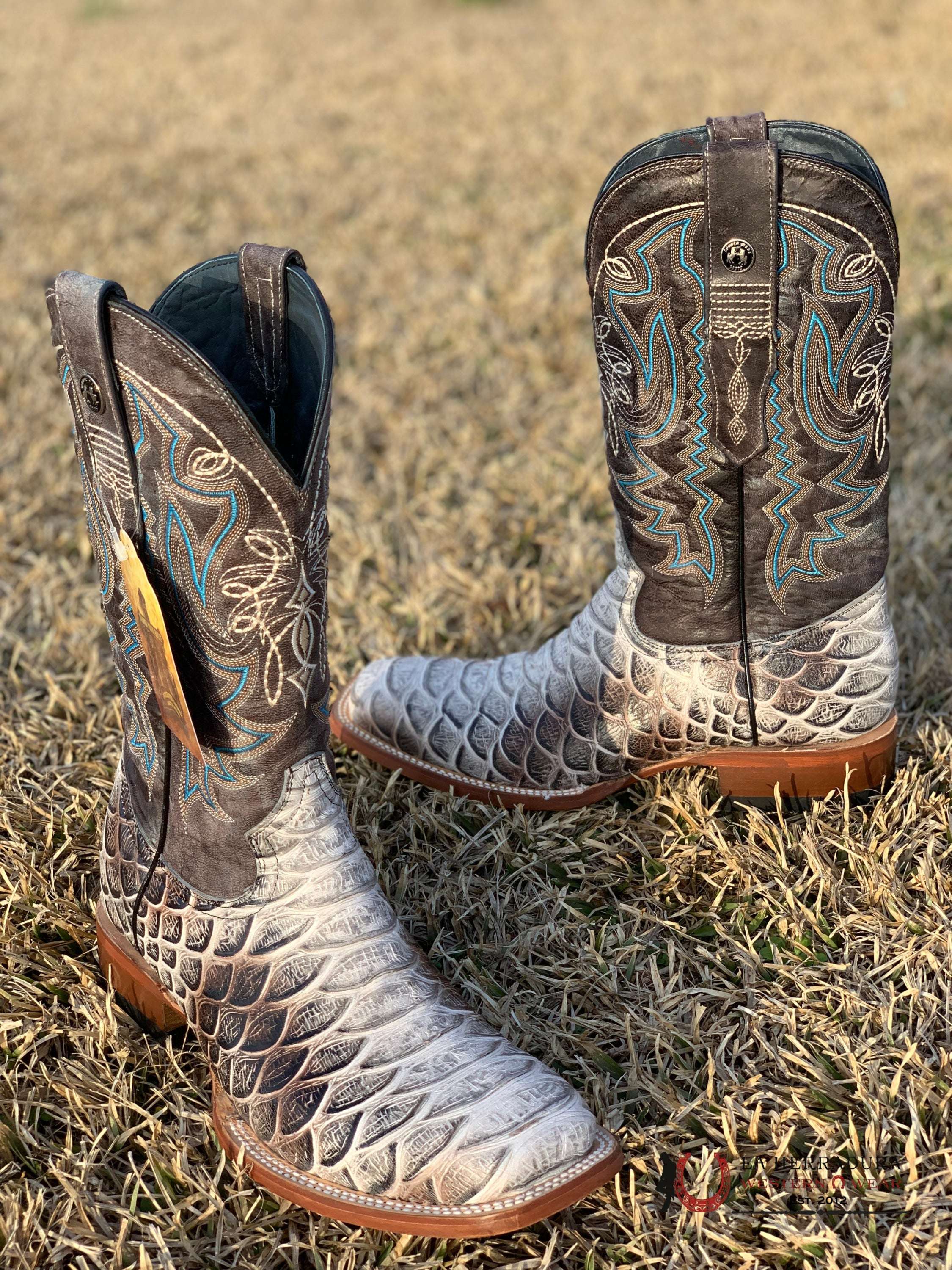 Tanner Mark Boot Print Python Jumbo Blue Toscana Top 6 Usa (México 25) / Natural Botas Hombres