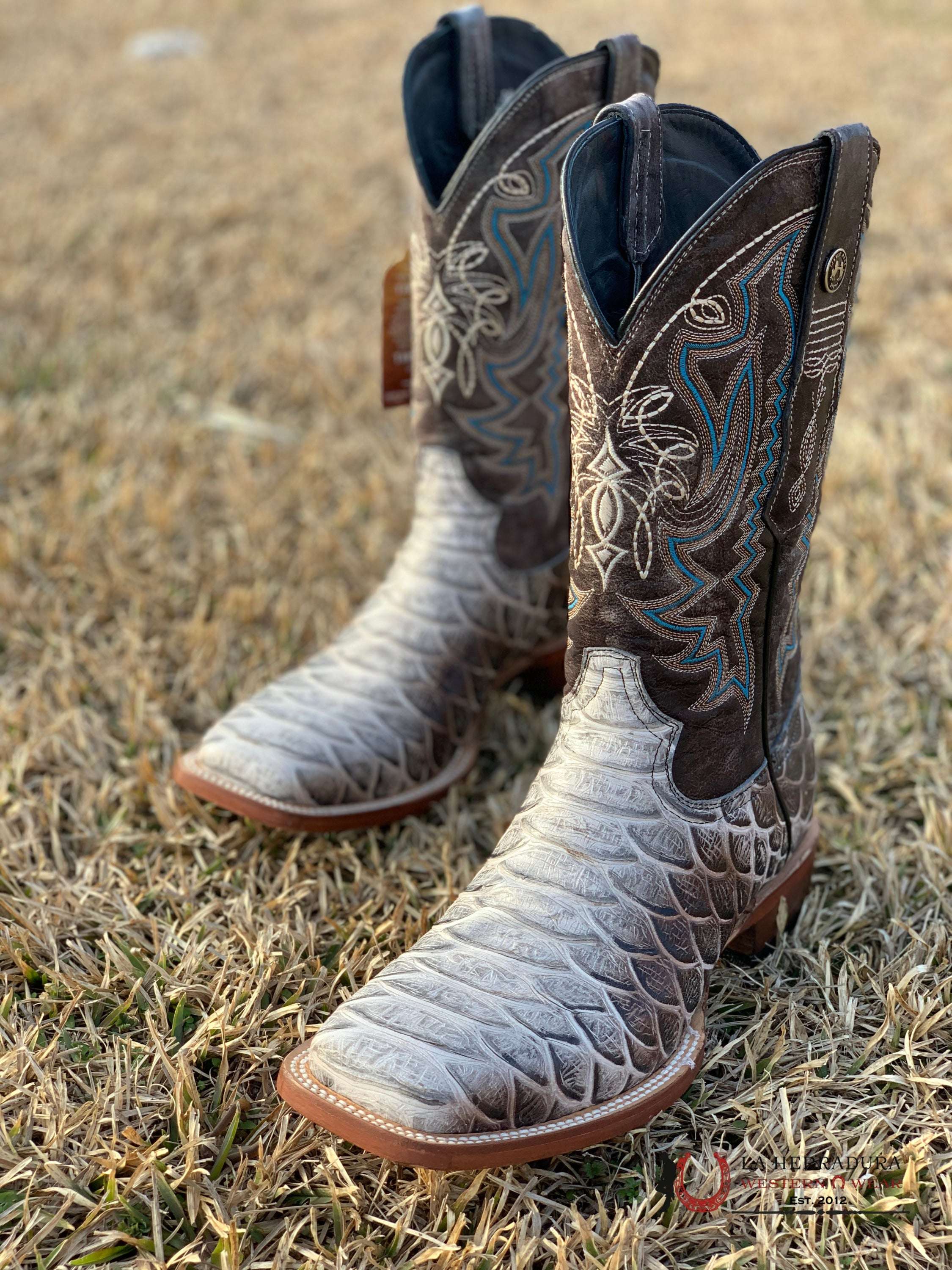 Tanner Mark Boot Print Python Jumbo Blue Toscana Top 7 Usa (México 26) / Natural Botas Hombres