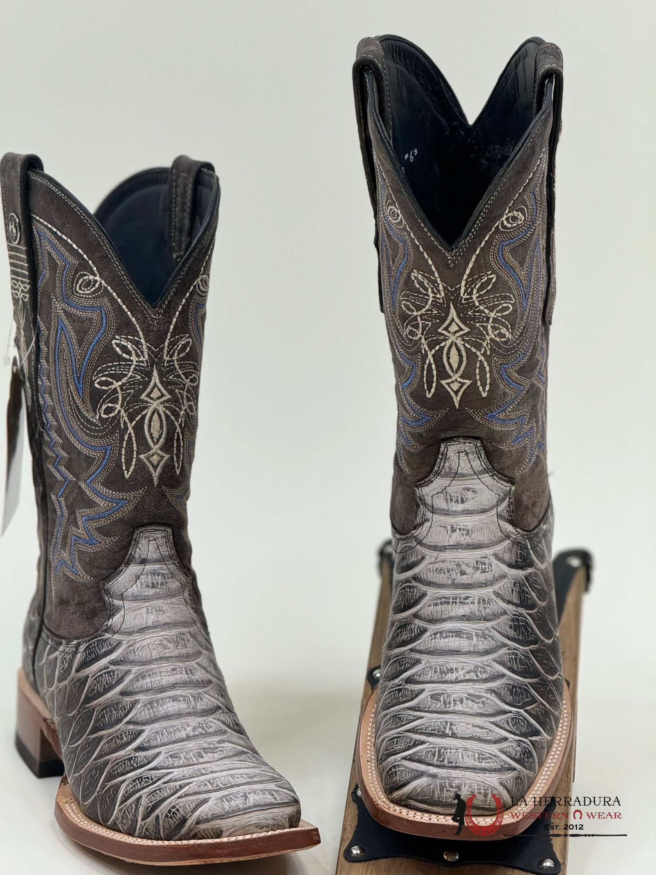 Tanner Mark Boot Print Python Jumbo Blue Toscana Top Botas Hombres