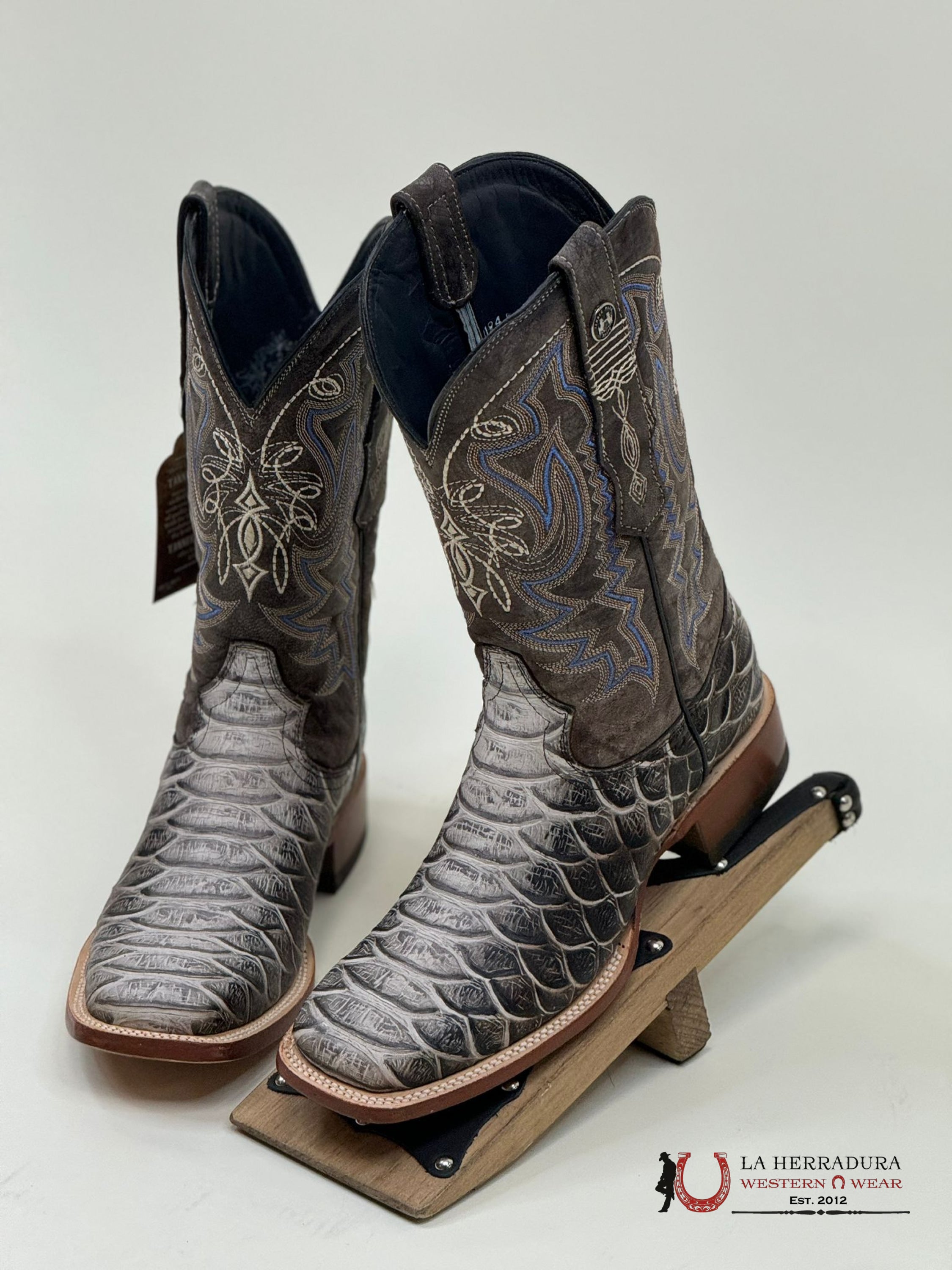 Tanner Mark Boot Print Python Jumbo Blue Toscana Top Botas Hombres