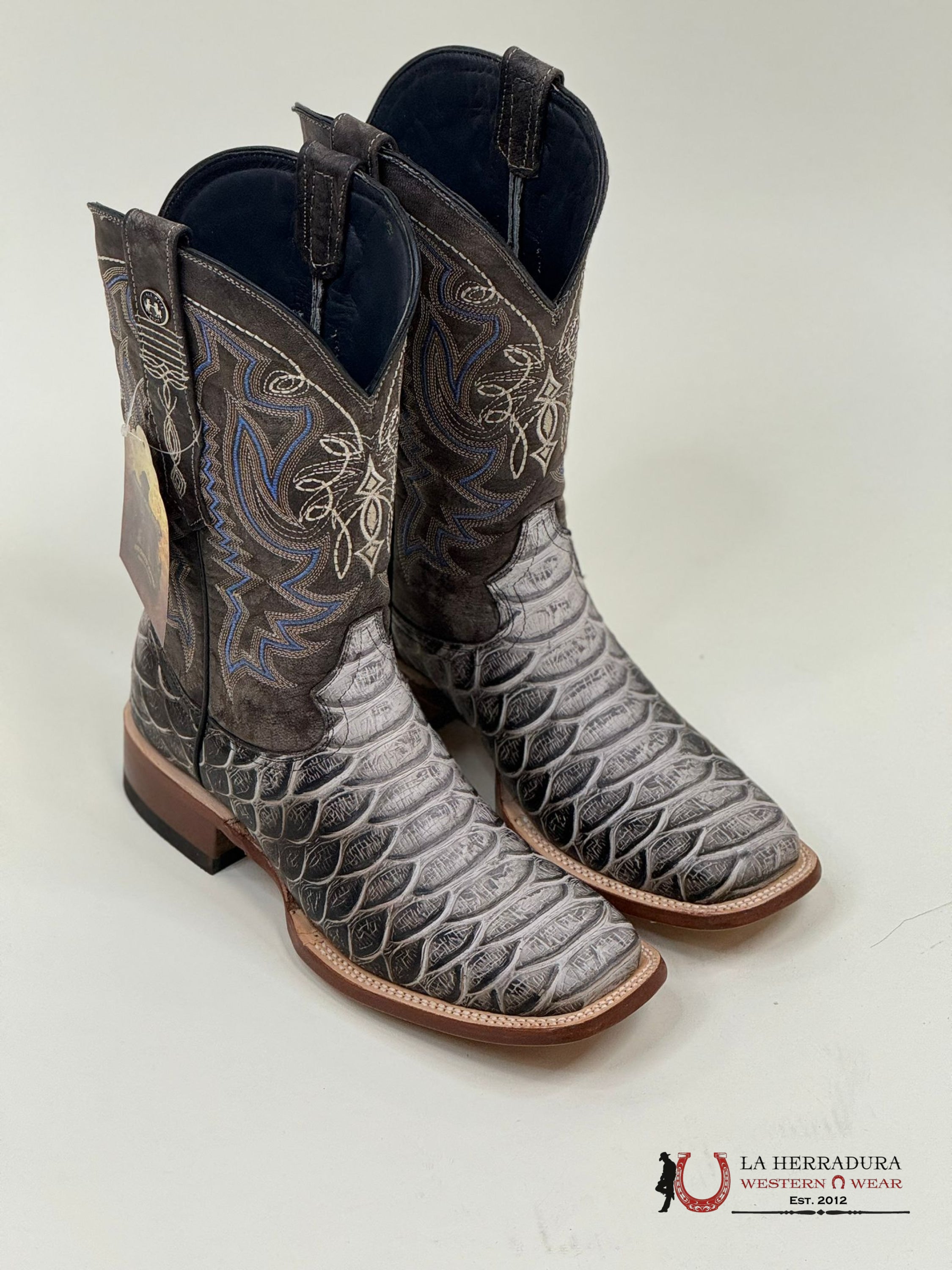 Tanner Mark Boot Print Python Jumbo Blue Toscana Top Botas Hombres