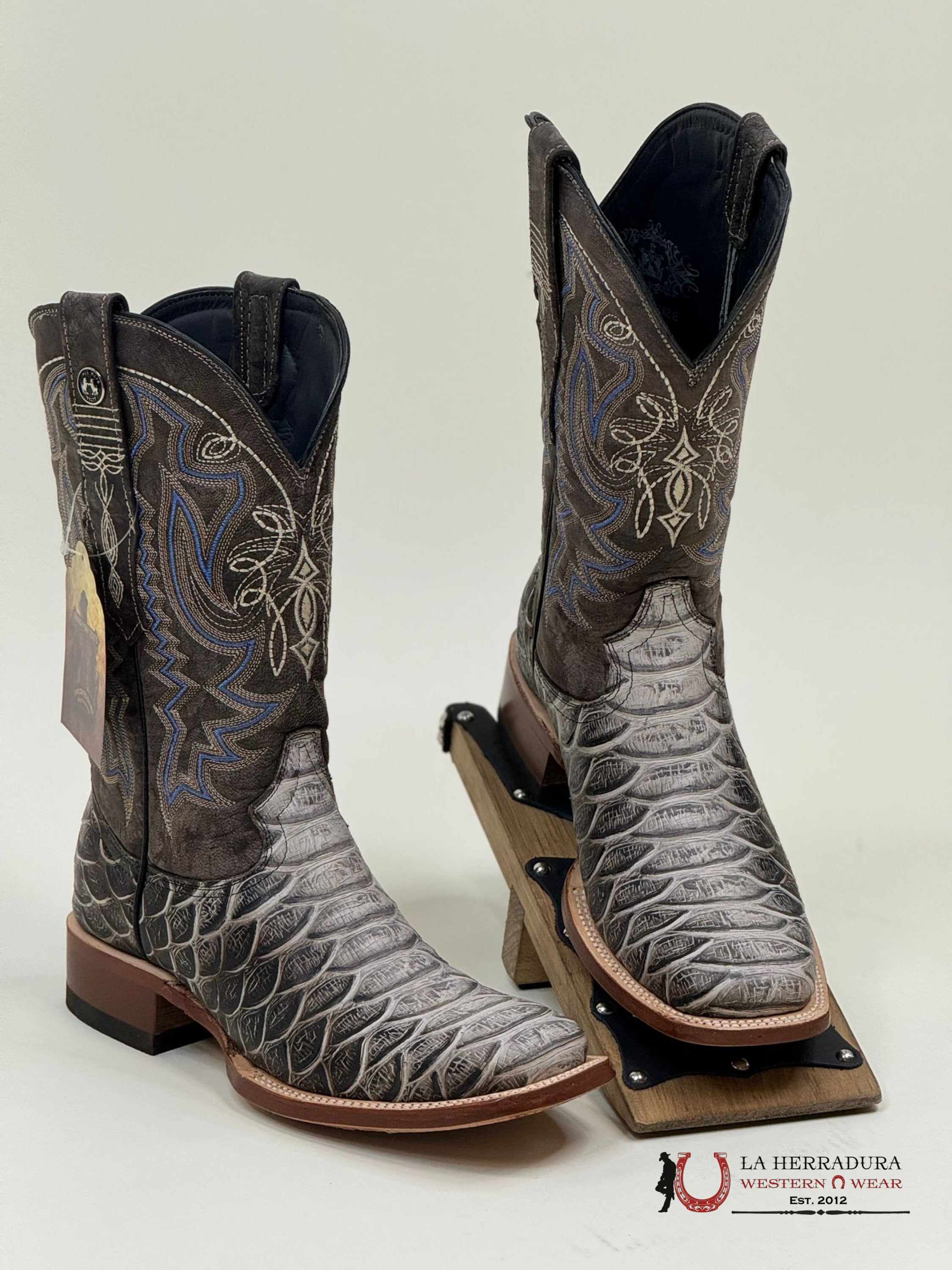 Tanner Mark Boot Print Python Jumbo Blue Toscana Top Botas Hombres