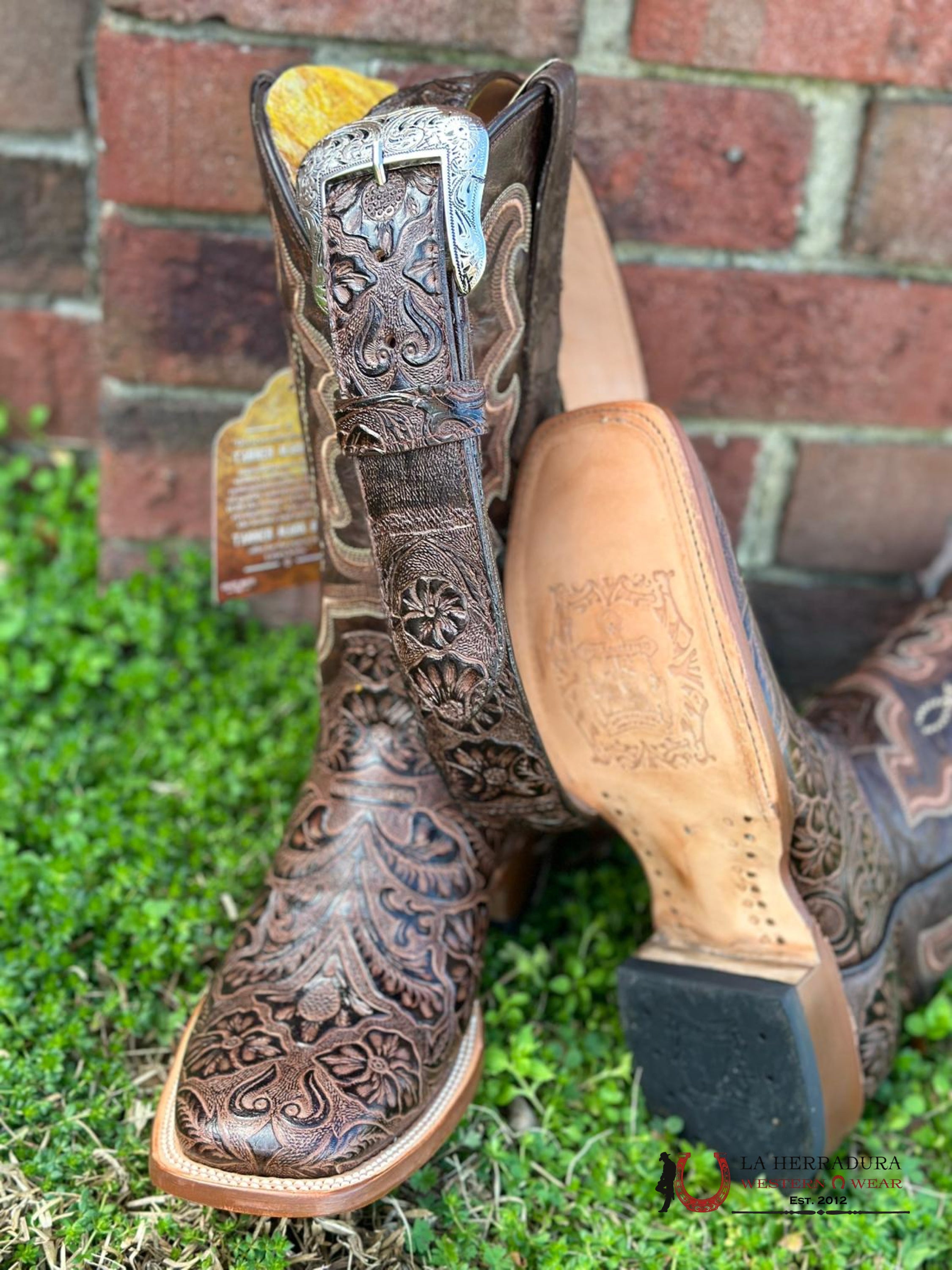 Tanner Mark Men Boot Hand Tooled Brown Botas Hombres