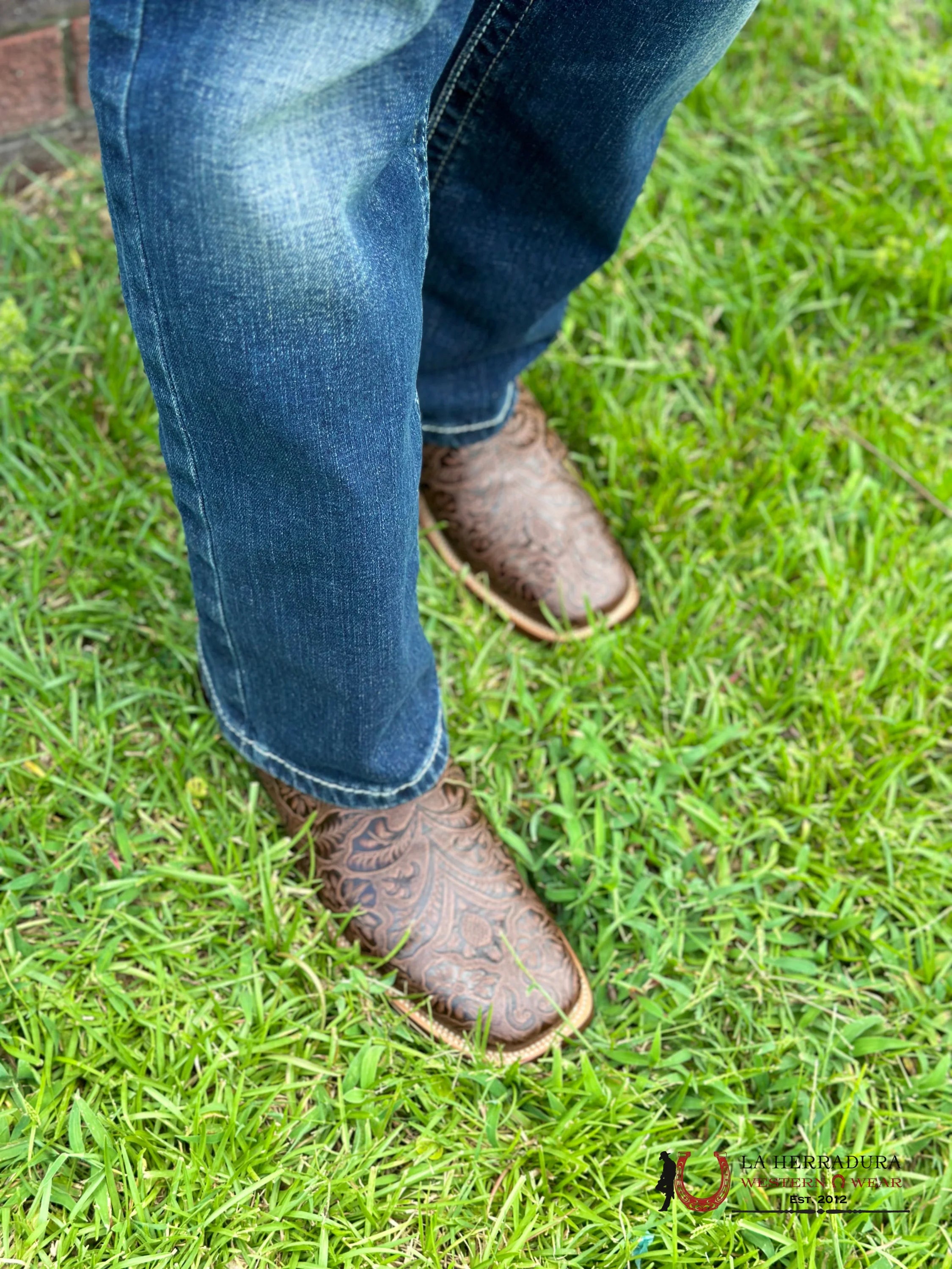 Tanner Mark Men Boot Hand Tooled Brown Botas Hombres