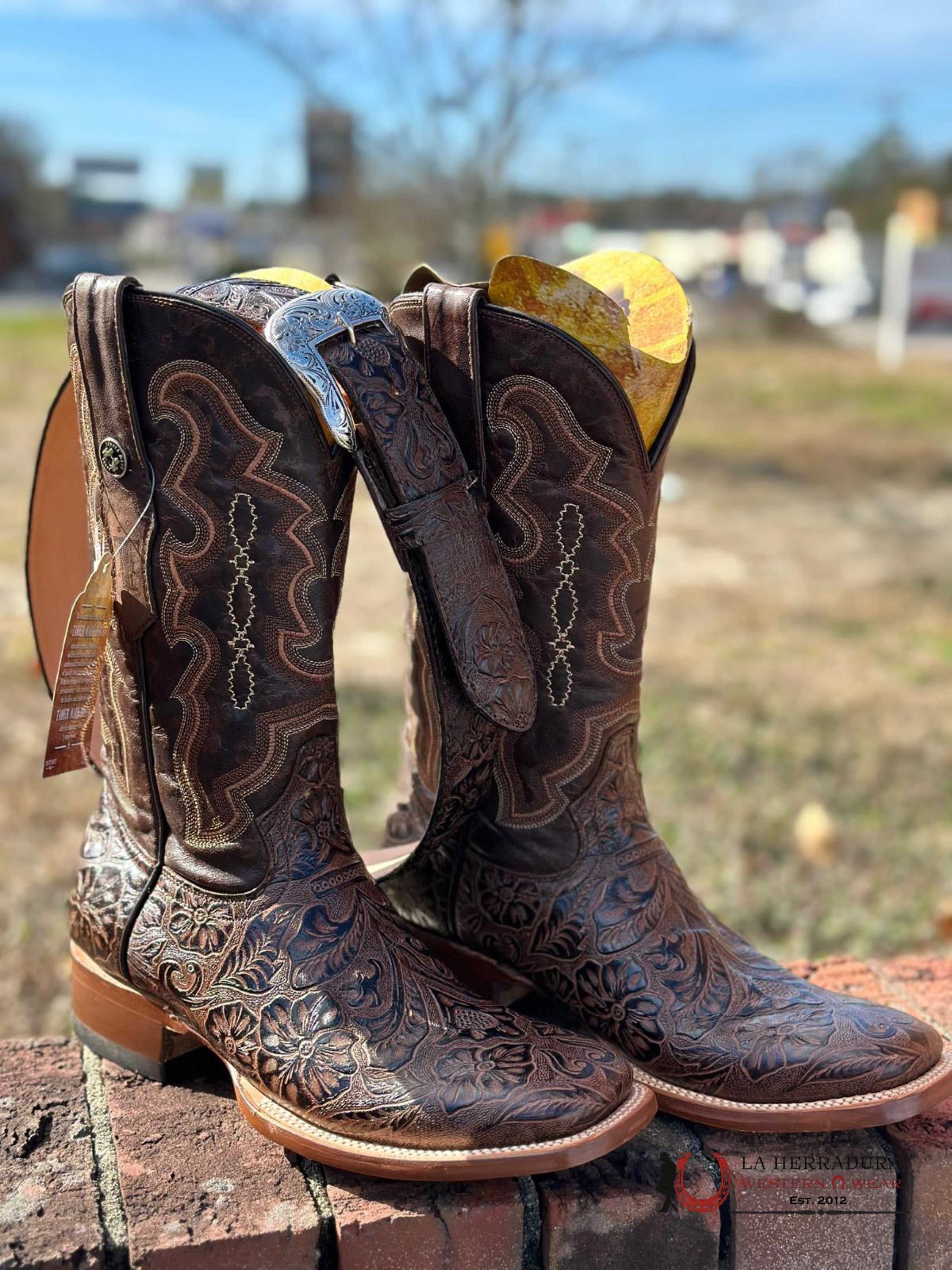 Tanner Mark Men Boot Hand Tooled Brown Botas Hombres
