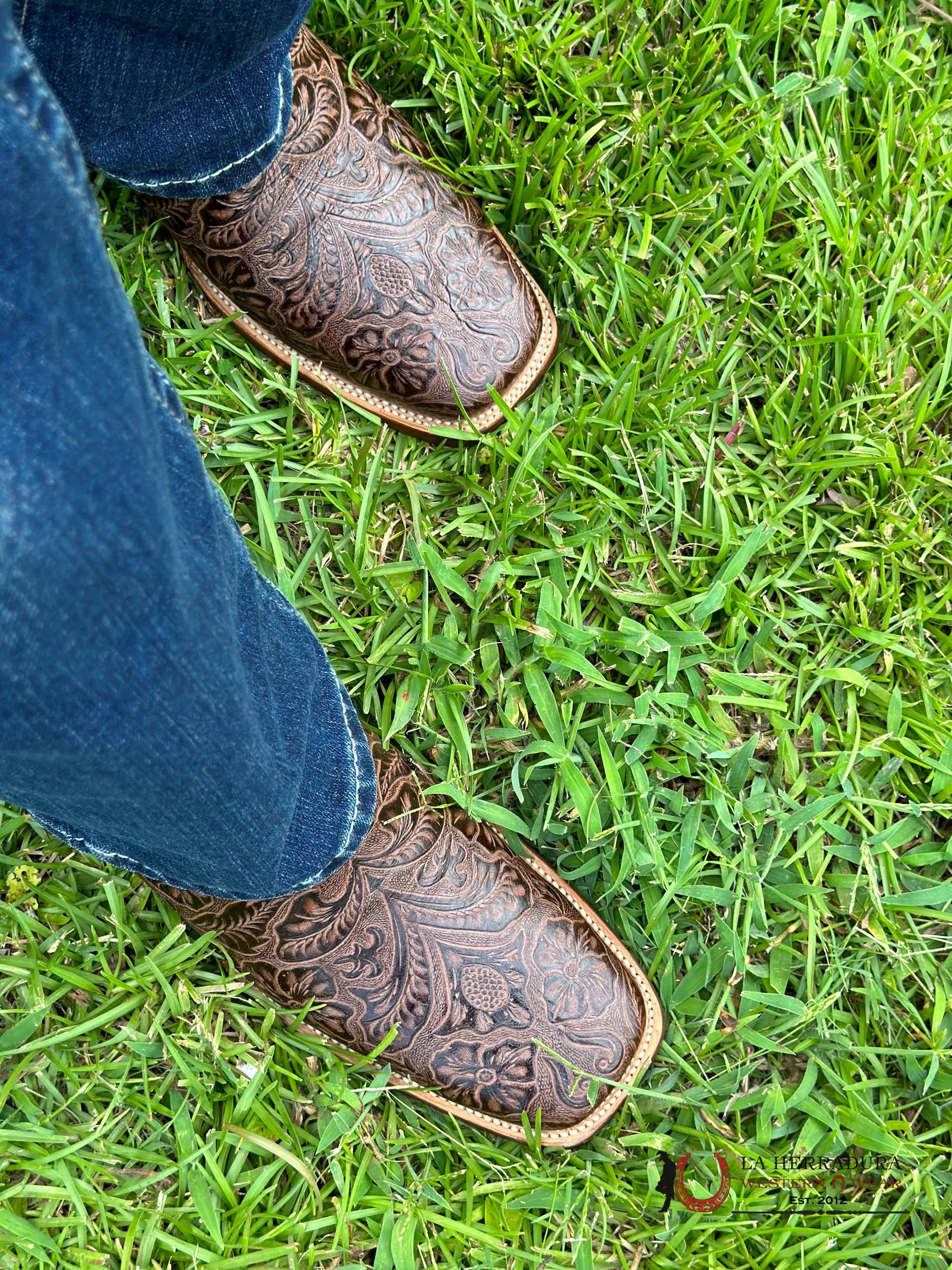 Tanner Mark Men Boot Hand Tooled Brown Botas Hombres
