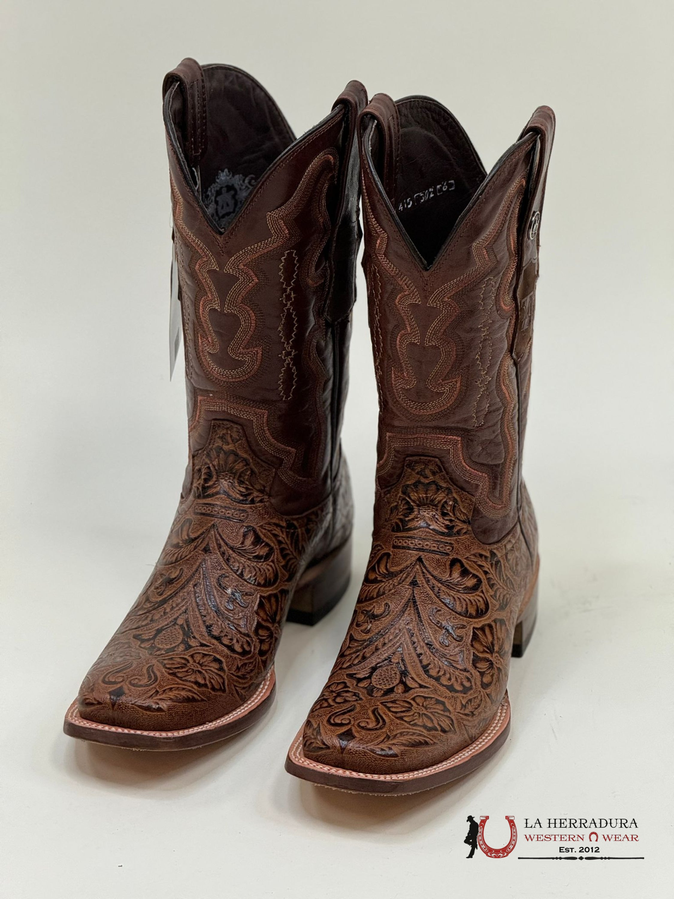 Tanner Mark Men Boot Hand Tooled Cognac Botas Hombres