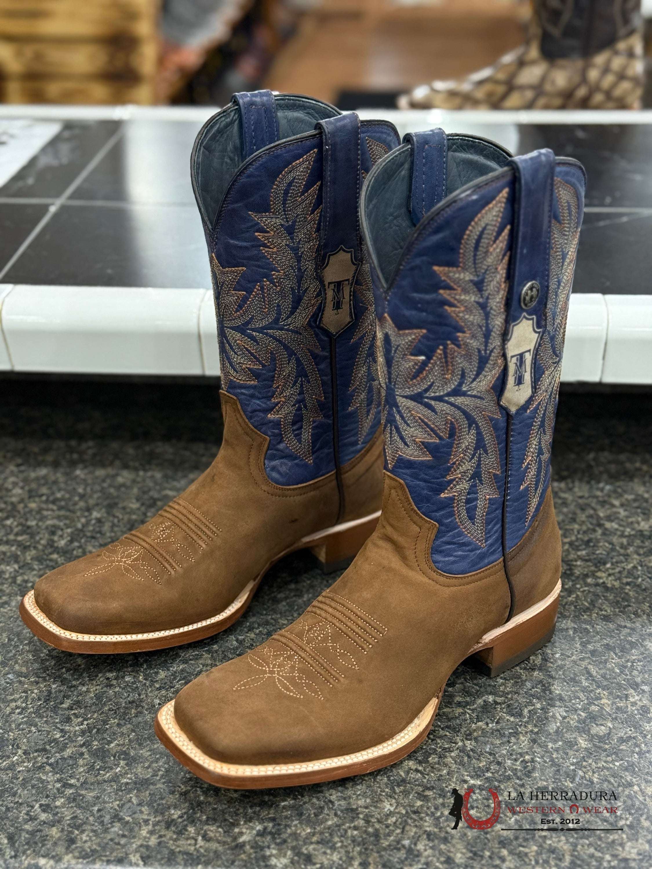 Tanner Mark Men’s (Crazy horse/ volcano blue top) Honey Brown TM205548 BOTAS HOMBRES