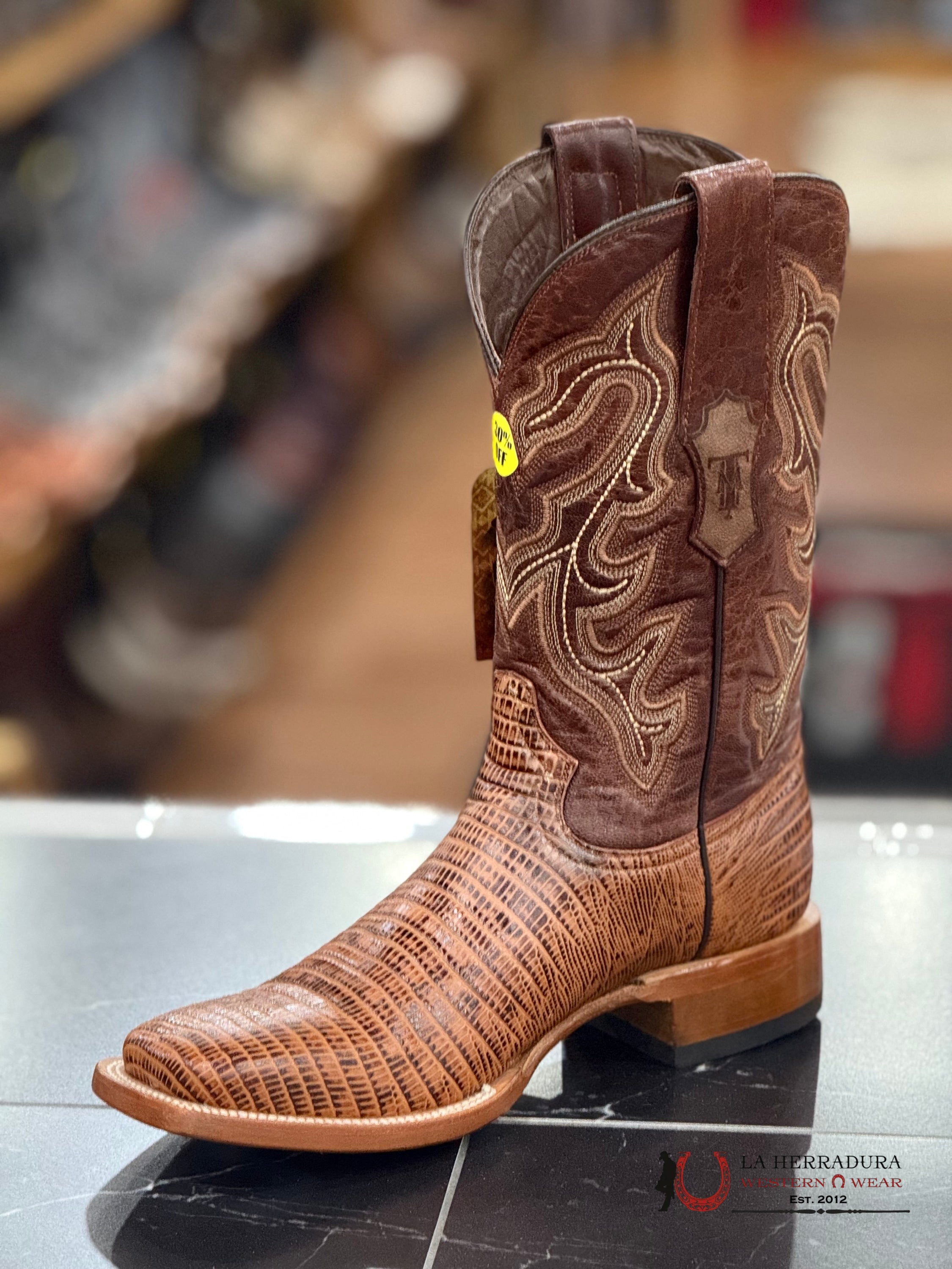 TANNER MARK MEN’s Fruit Lizard Vidriado FUEGO COGNAC - TM200970 BOTAS HOMBRES