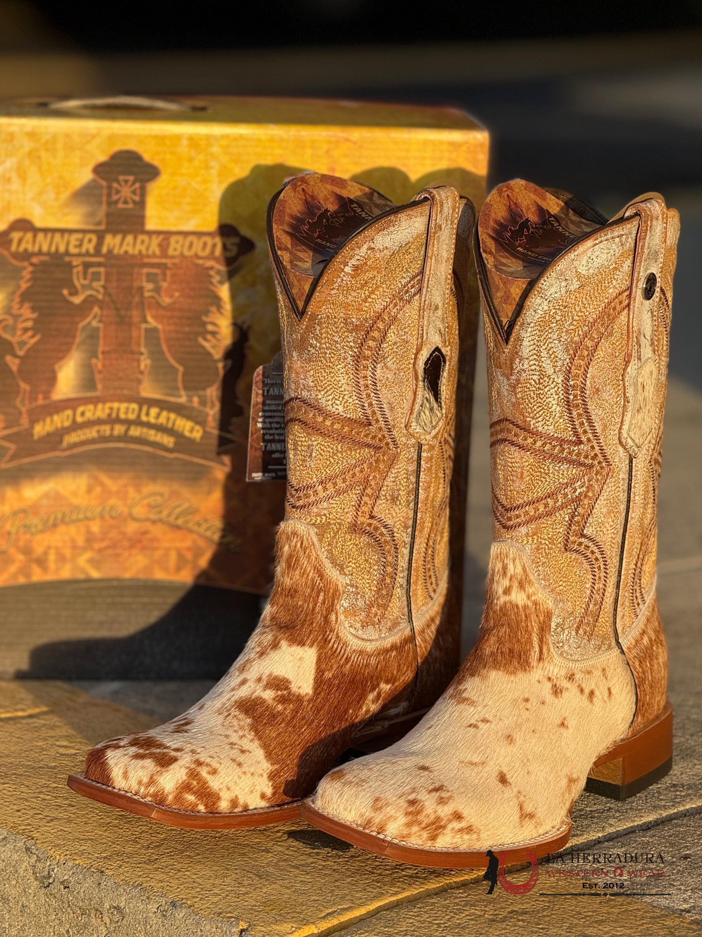 TANNER MARK HAIR ON COWHIDE BOOTS EVEREST HONEY TOP - 5580 BOTAS MUJERES