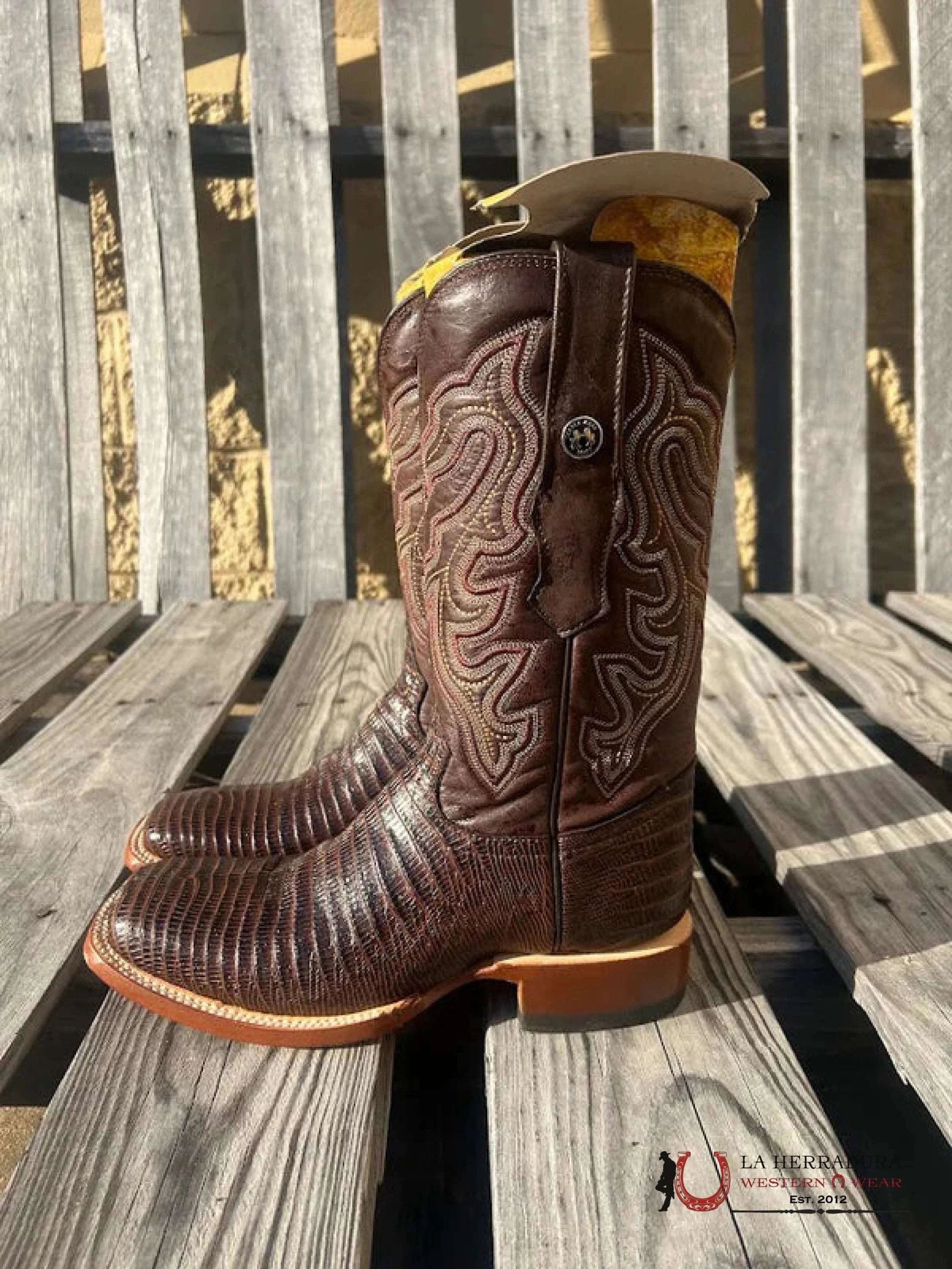 PRINT LIZARD BROWN FANGO TOP LEATHER SOLE - TM200969 BOTAS HOMBRES
