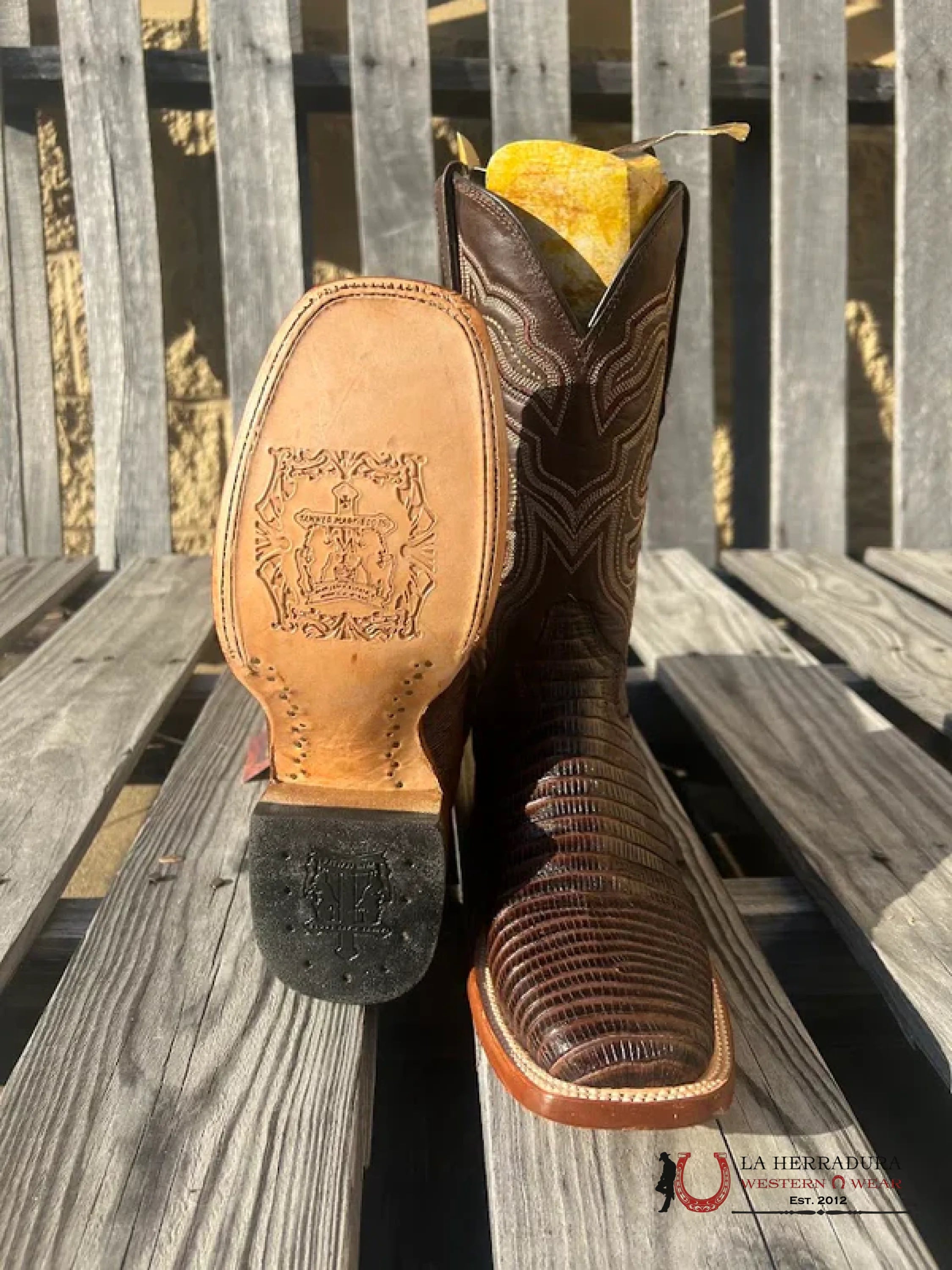 PRINT LIZARD BROWN FANGO TOP LEATHER SOLE - TM200969 BOTAS HOMBRES