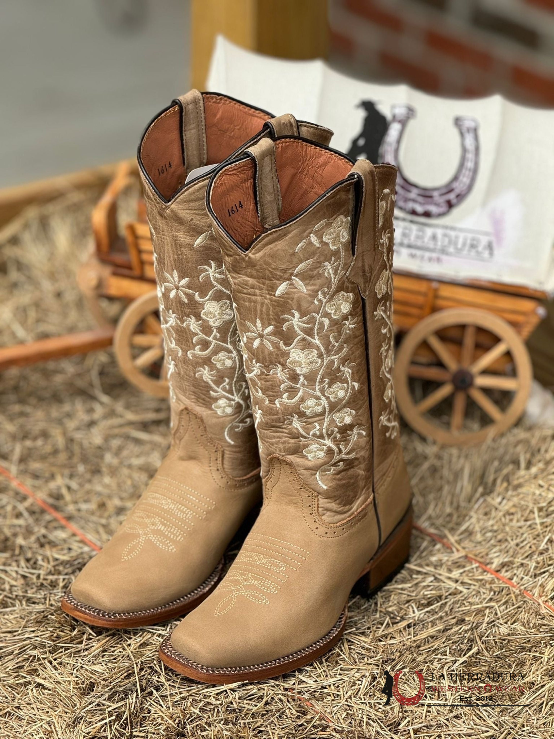 Tanner Mark Turin Crazy Brown With Vintage Top And Floral Embroidery 200759 Botas Mujeres