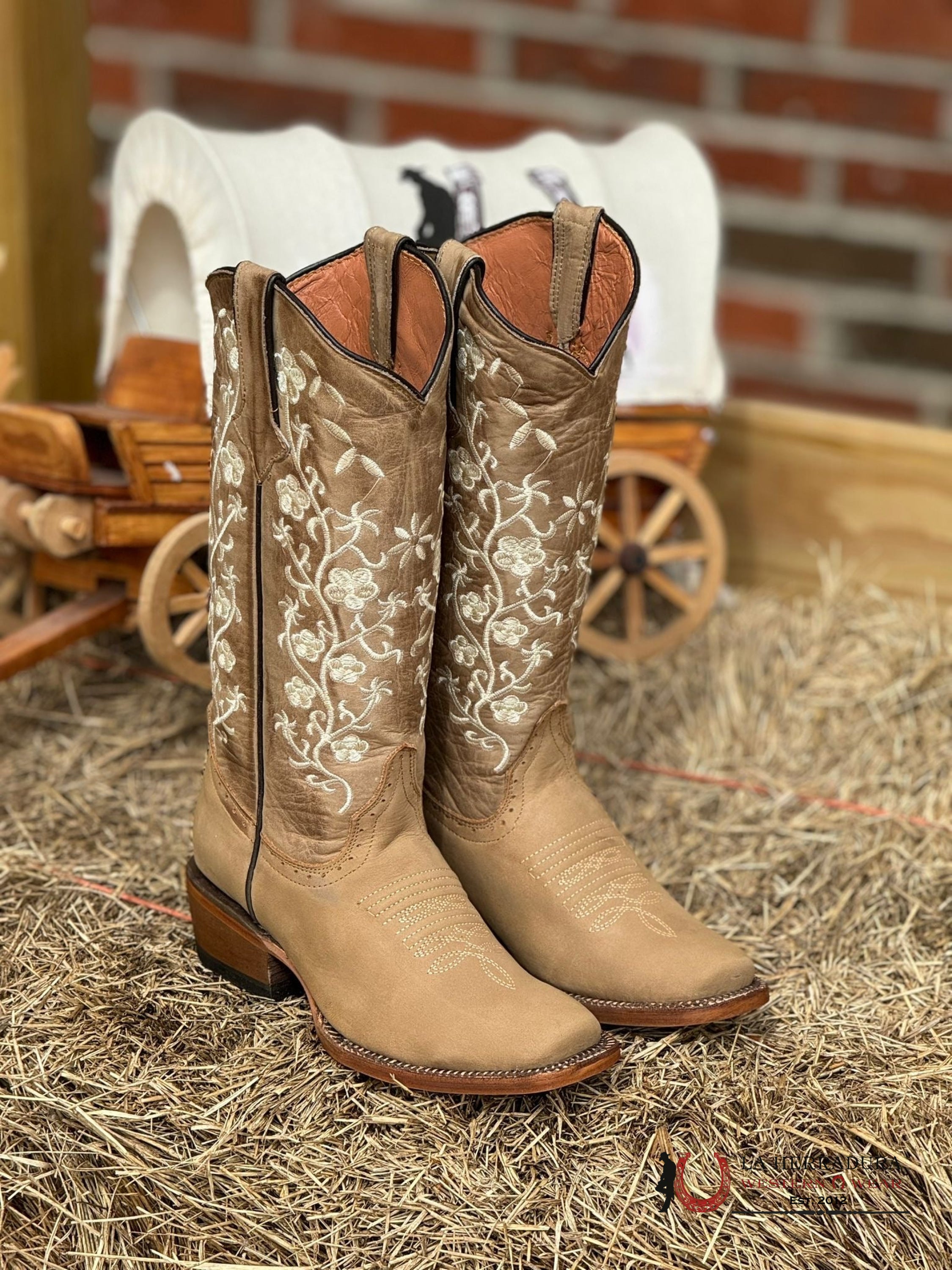 Tanner Mark Turin Crazy Brown With Vintage Top And Floral Embroidery 200759 Botas Mujeres