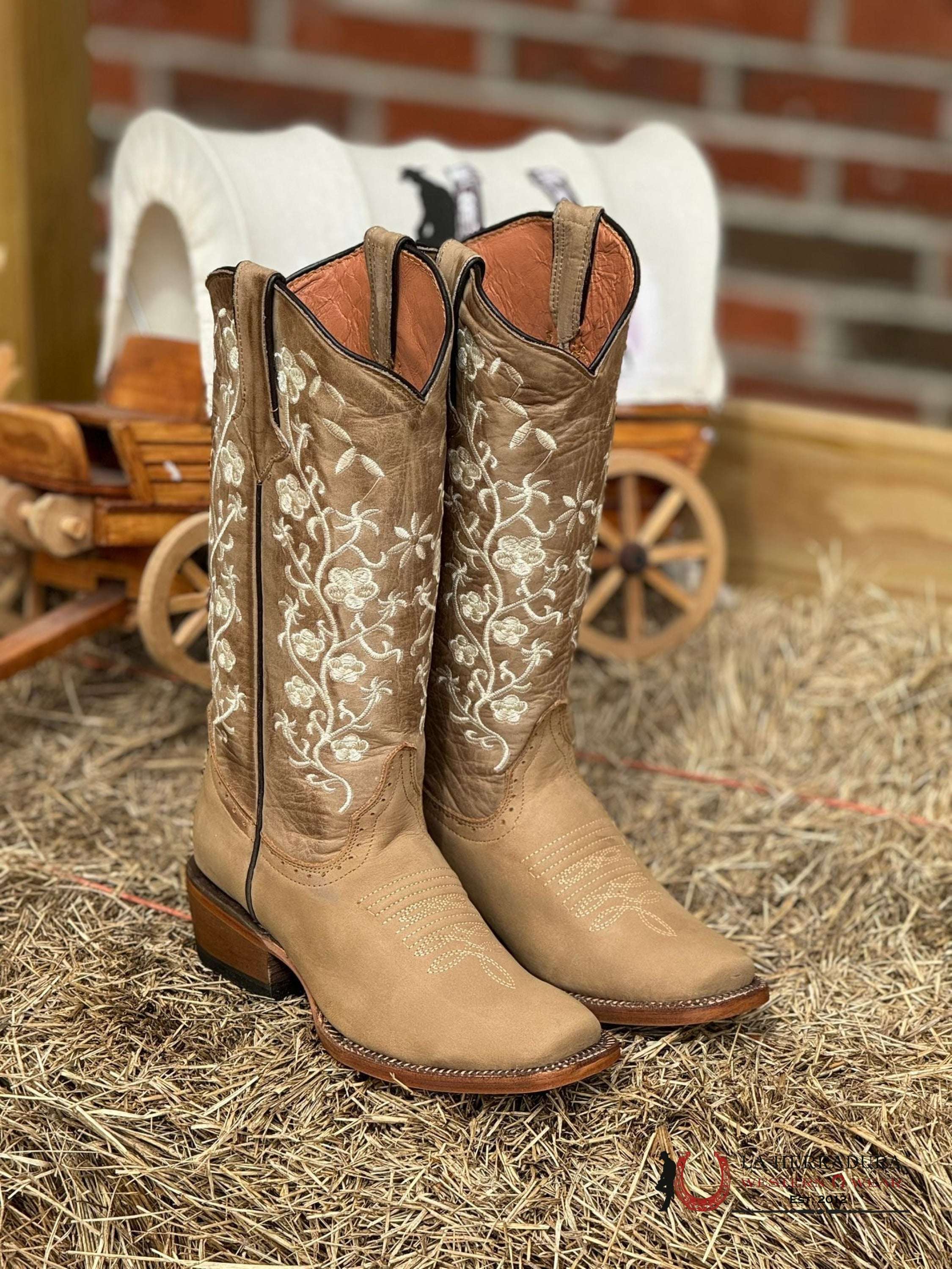 Tanner Mark Turin Crazy Brown With Vintage Top And Floral Embroidery 200759 Botas Mujeres