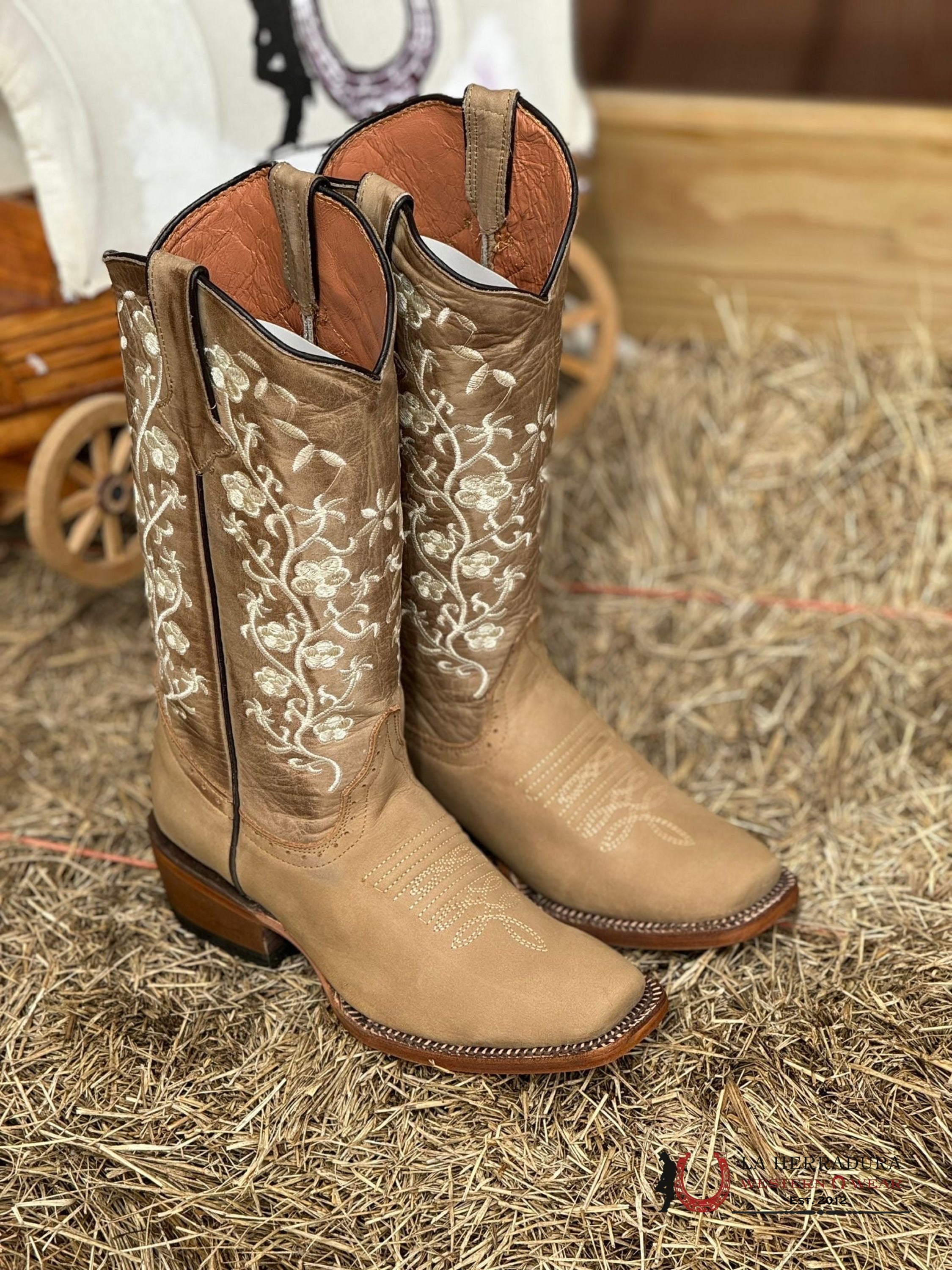 Tanner Mark Turin Crazy Brown With Vintage Top And Floral Embroidery 200759 Botas Mujeres