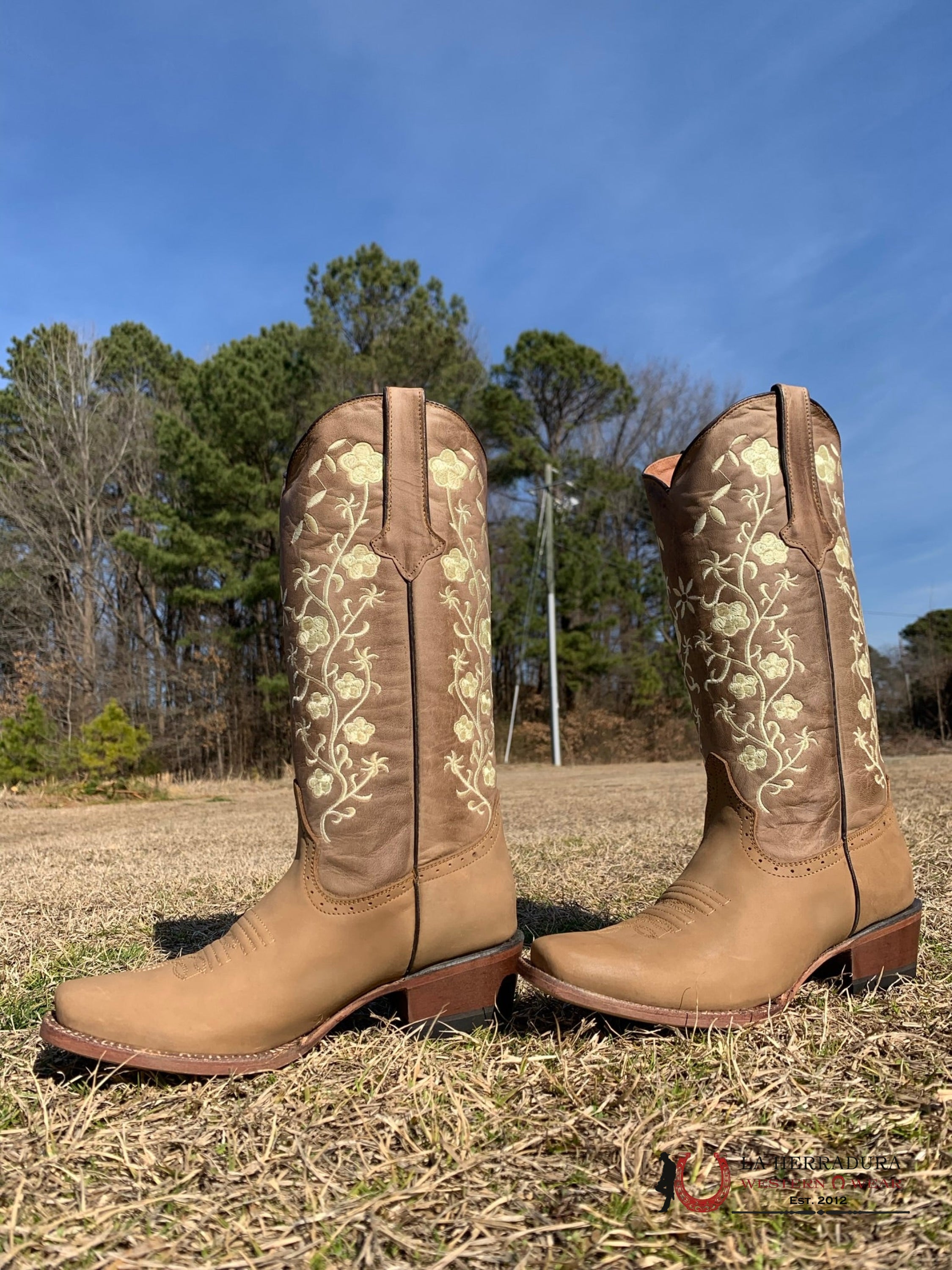 Tanner Mark Turin Crazy Brown With Vintage Top And Floral Embroidery 200759 Botas Mujeres