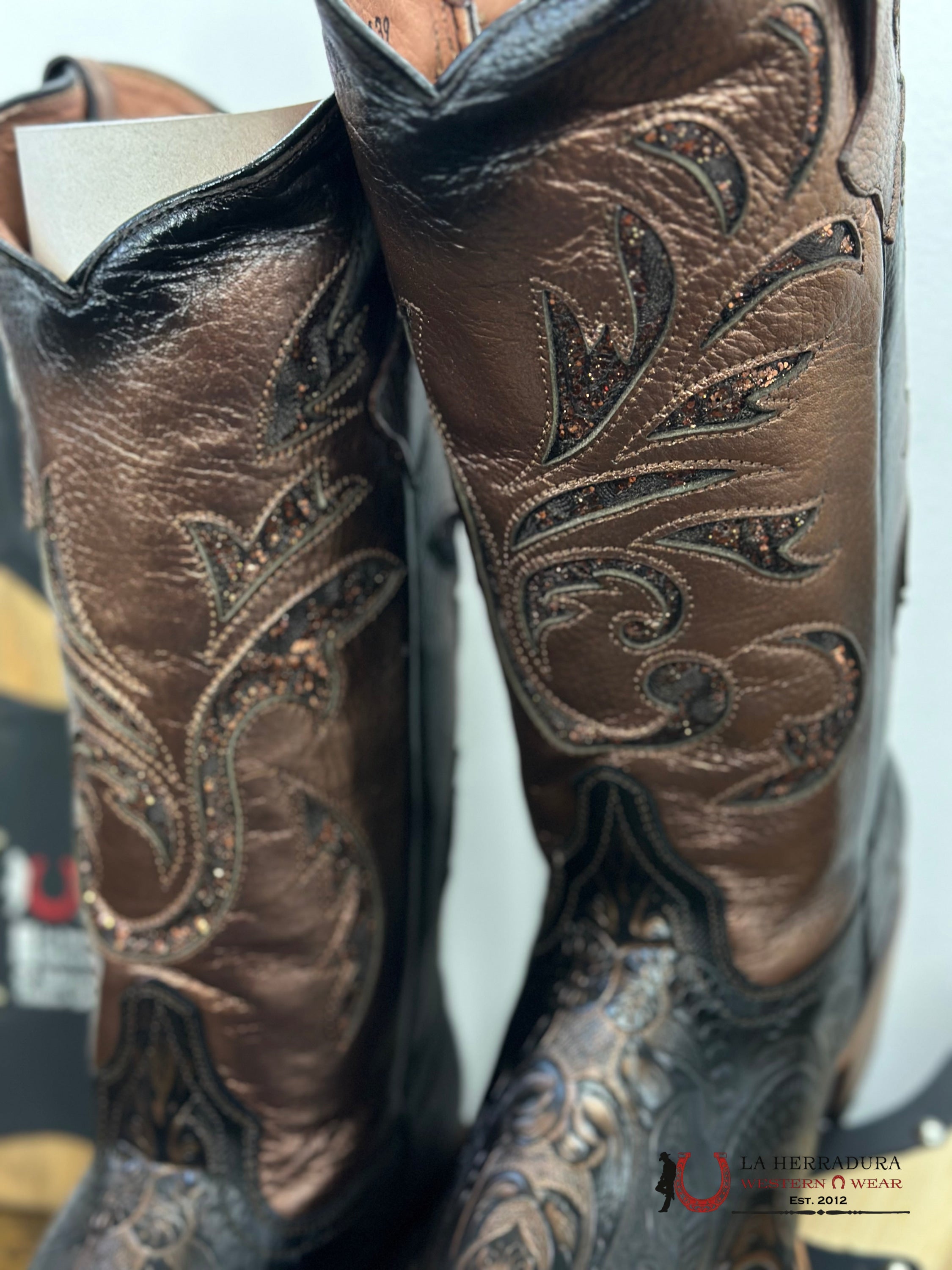 Tanner Mark Women Jade Print Habdtool Bronze Inlay Botas Mujeres