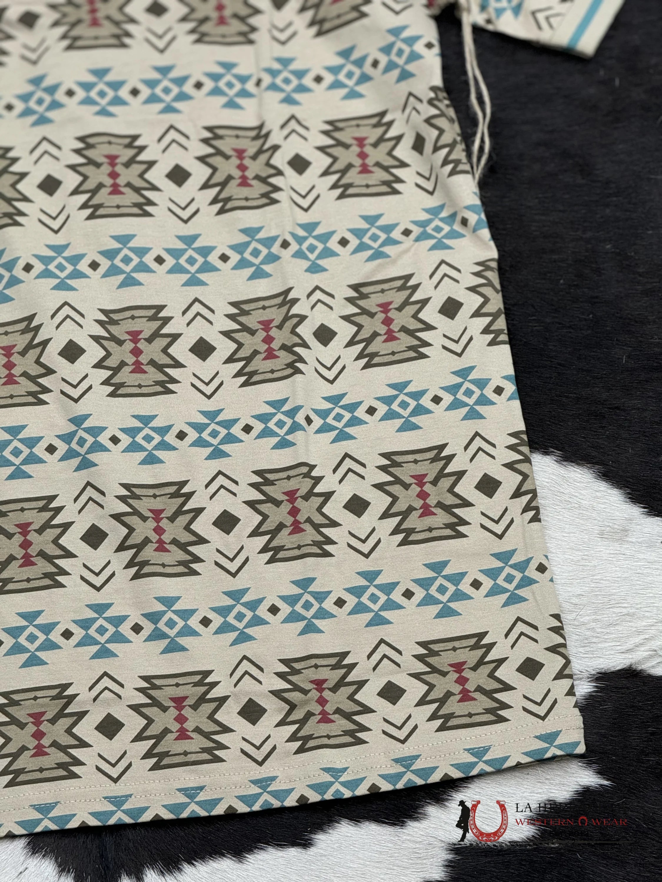 Taupe Teal Polo Aztec Short Sleeve Shirt Ropa Hombres