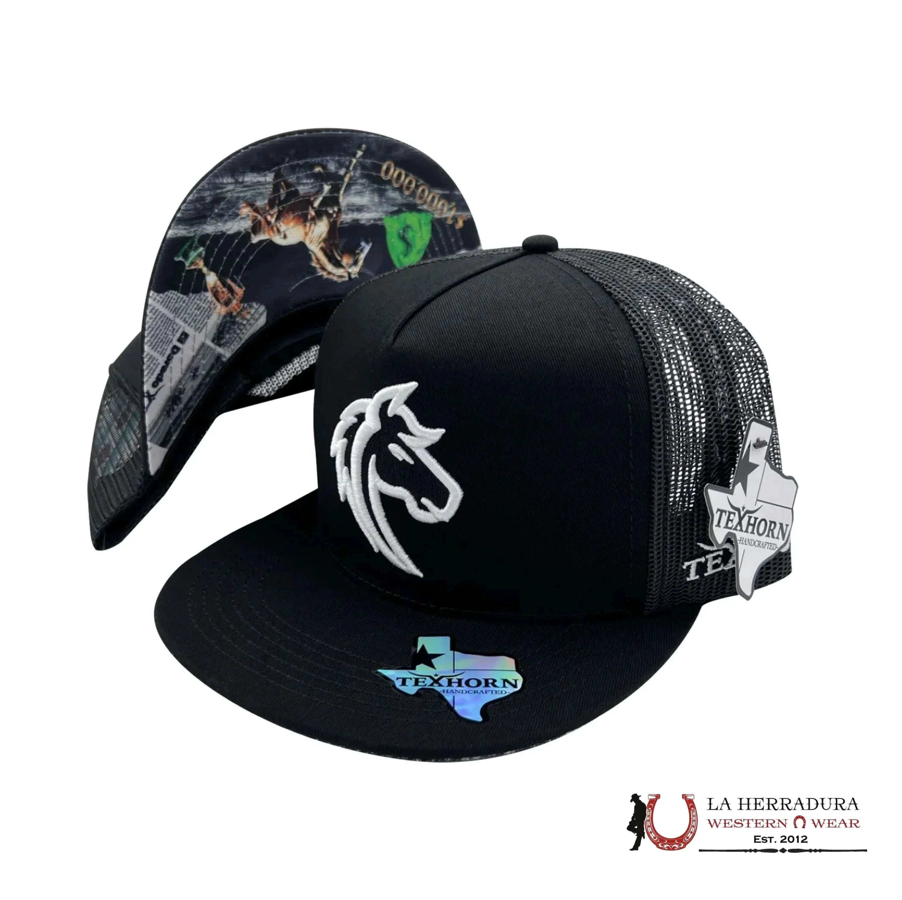 TEXAS HORN CAPS BLACK style 7 WHITE