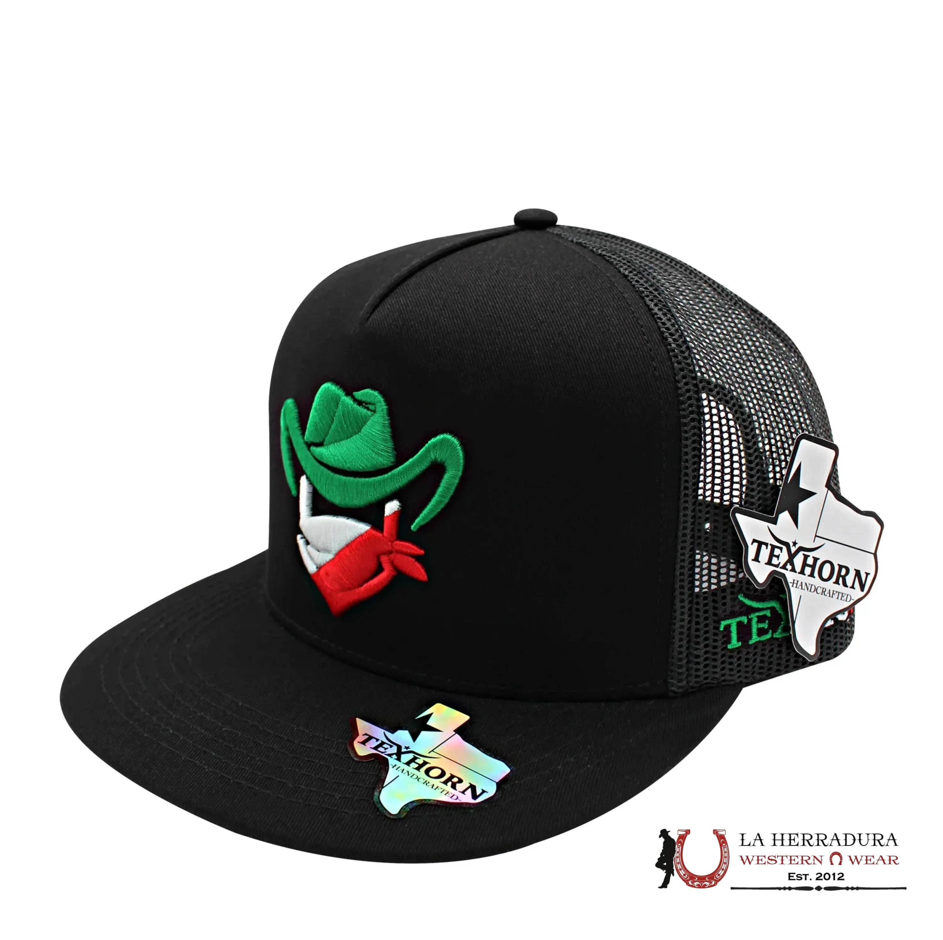 TEXAS HORN CAPS BLACK style 8 GREEN