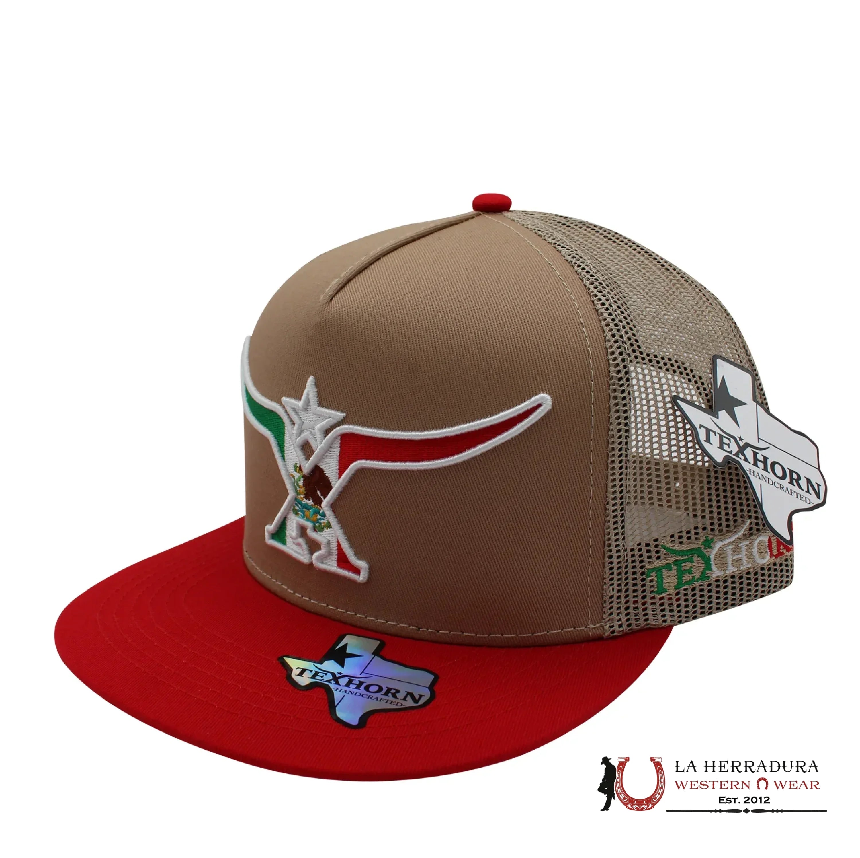 TEXAS HORN CAPS TAN Style 9 RED