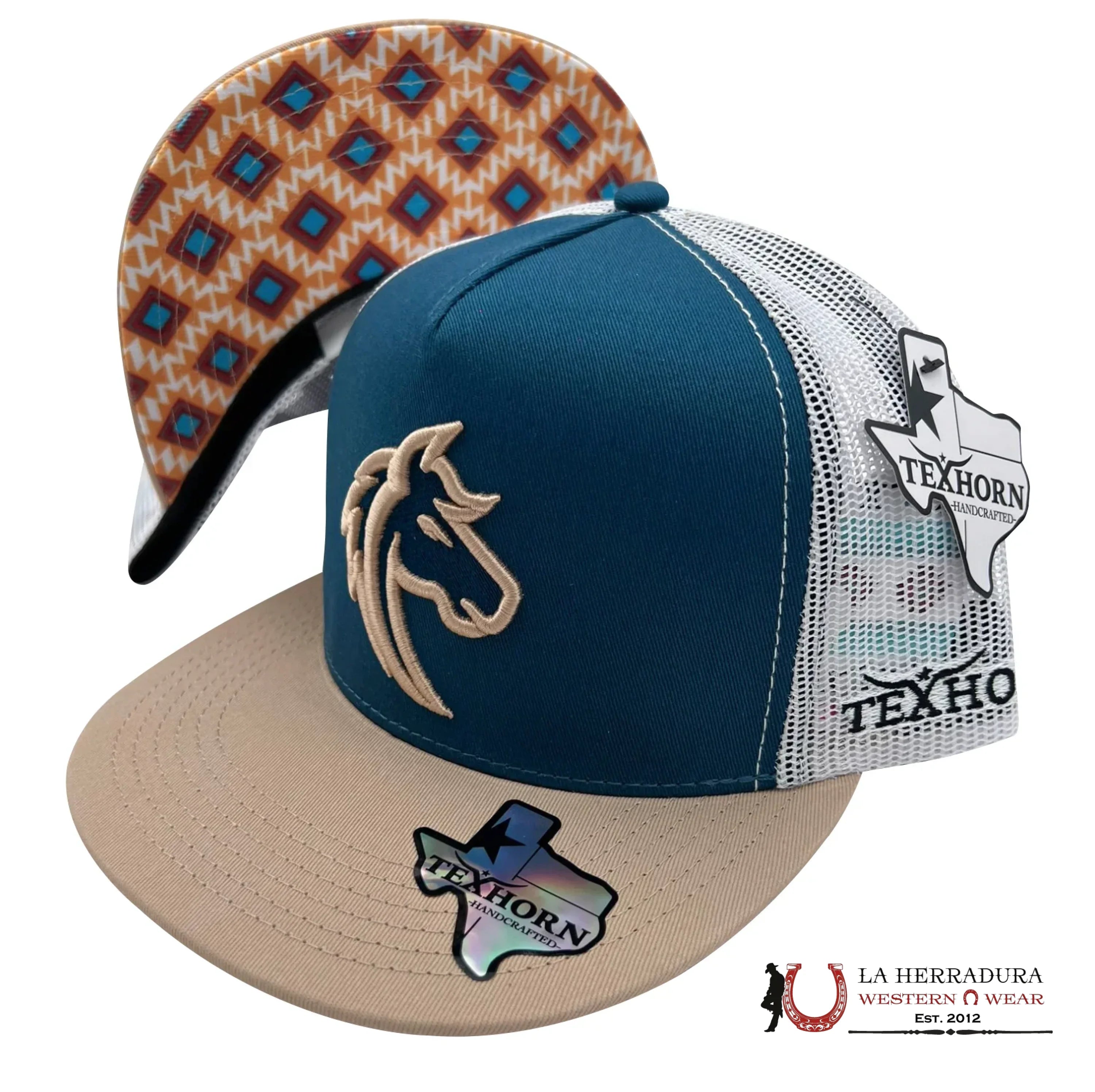 TEXAS HORN CAPS TEAL style 1 TAN