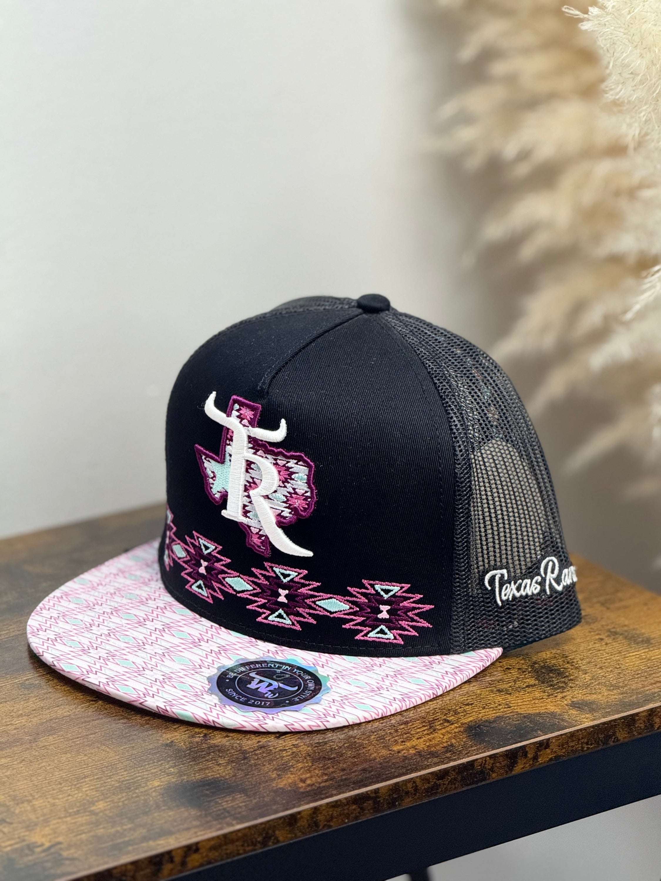 TEXAS RANCH BLACK Style 013 morado con blanco hat CAPS MENS GORRAS HOMBRES