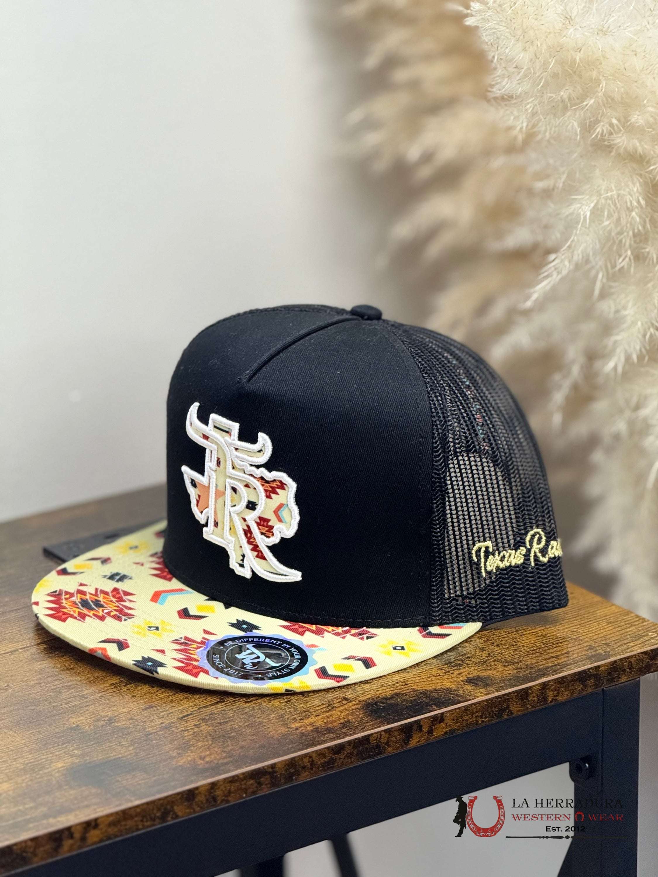 TEXAS RANCH BLACK Style 015 amarillo con blanco hat CAPS MENS GORRAS HOMBRES