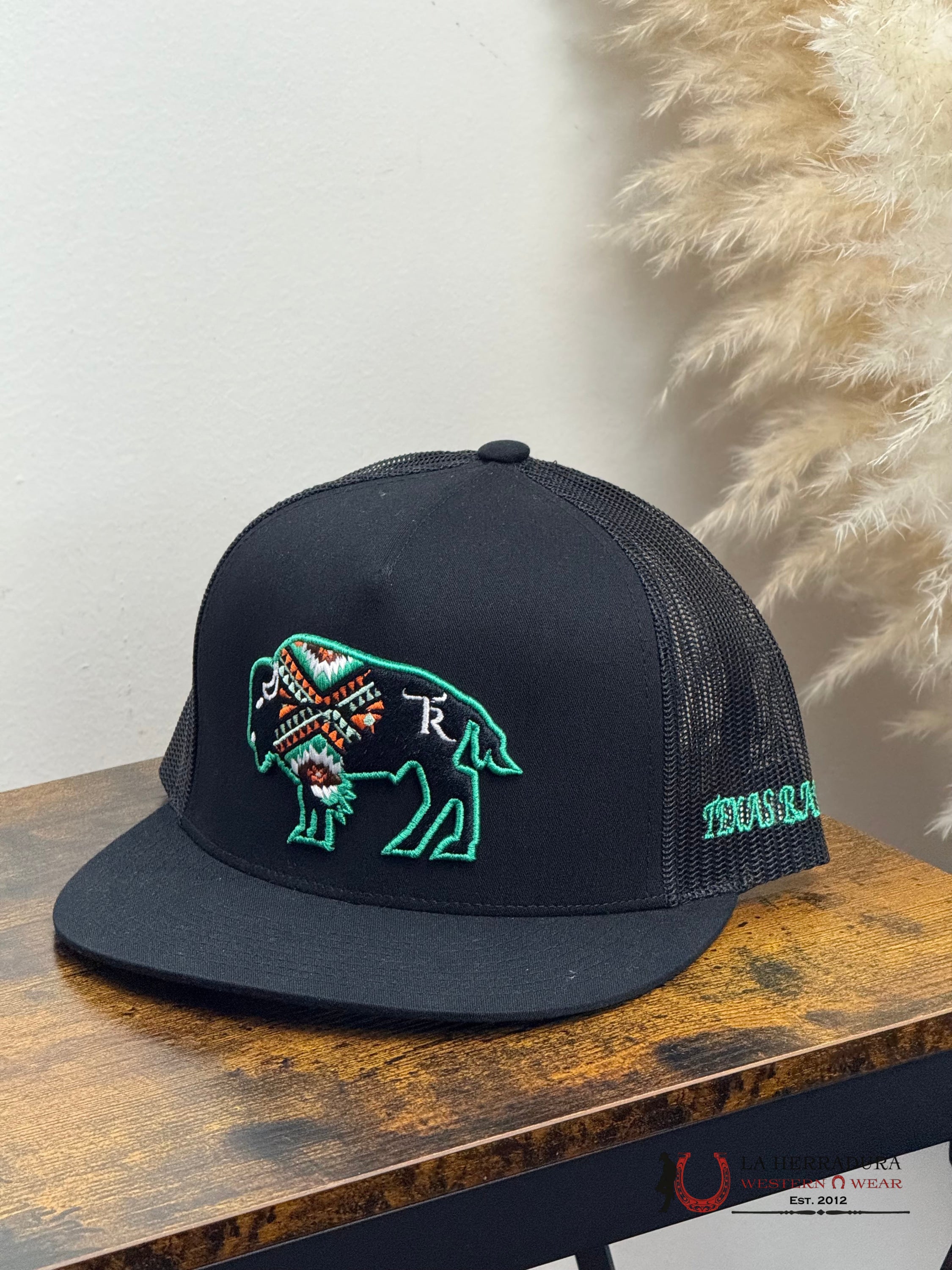 TEXAS RANCH BLACK Style 02 Bisonte verde hat CAPS MENS GORRAS HOMBRES