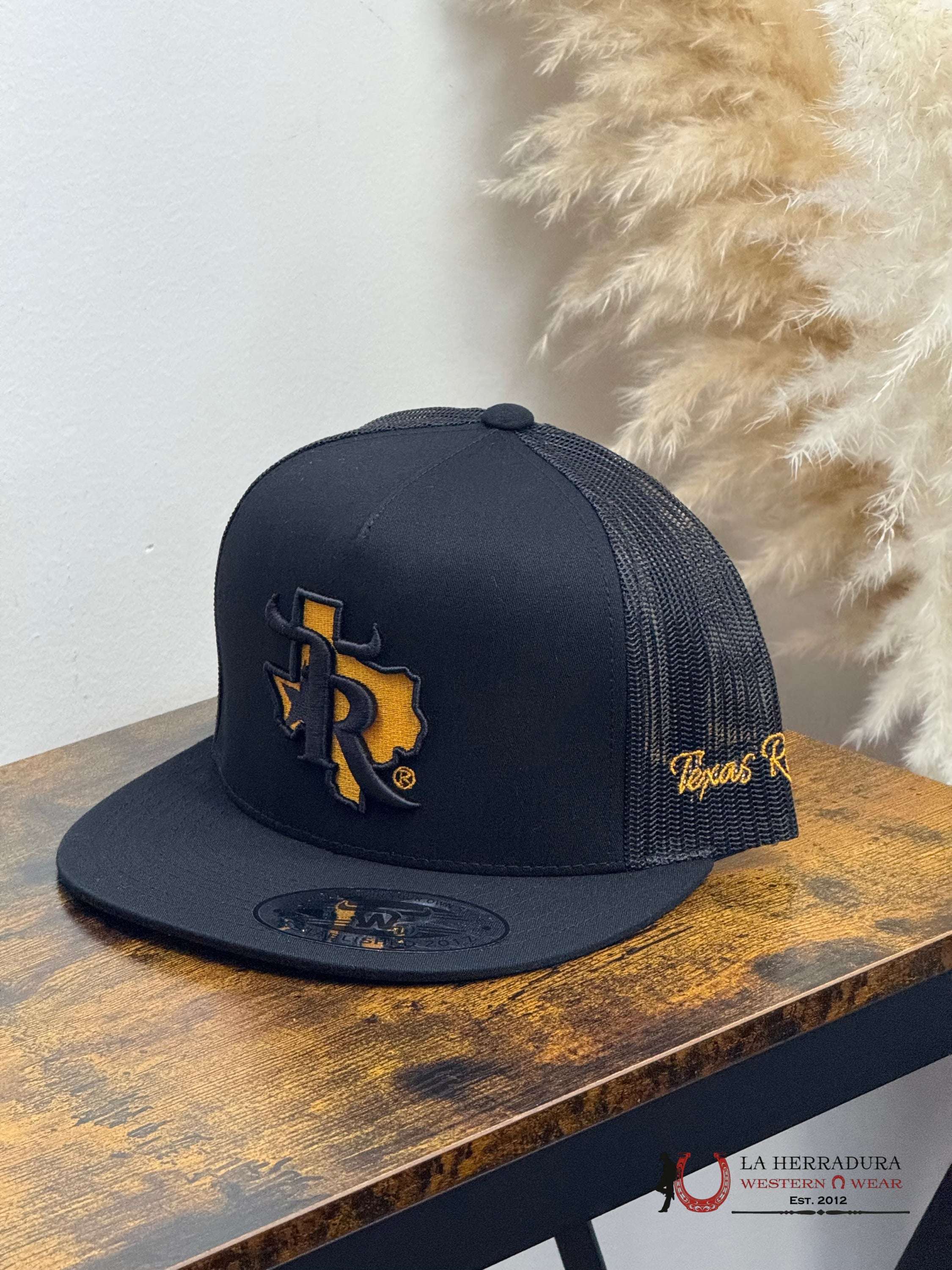 TEXAS RANCH BLACK Style 05 negro con dorado hat CAPS MENS GORRAS HOMBRES