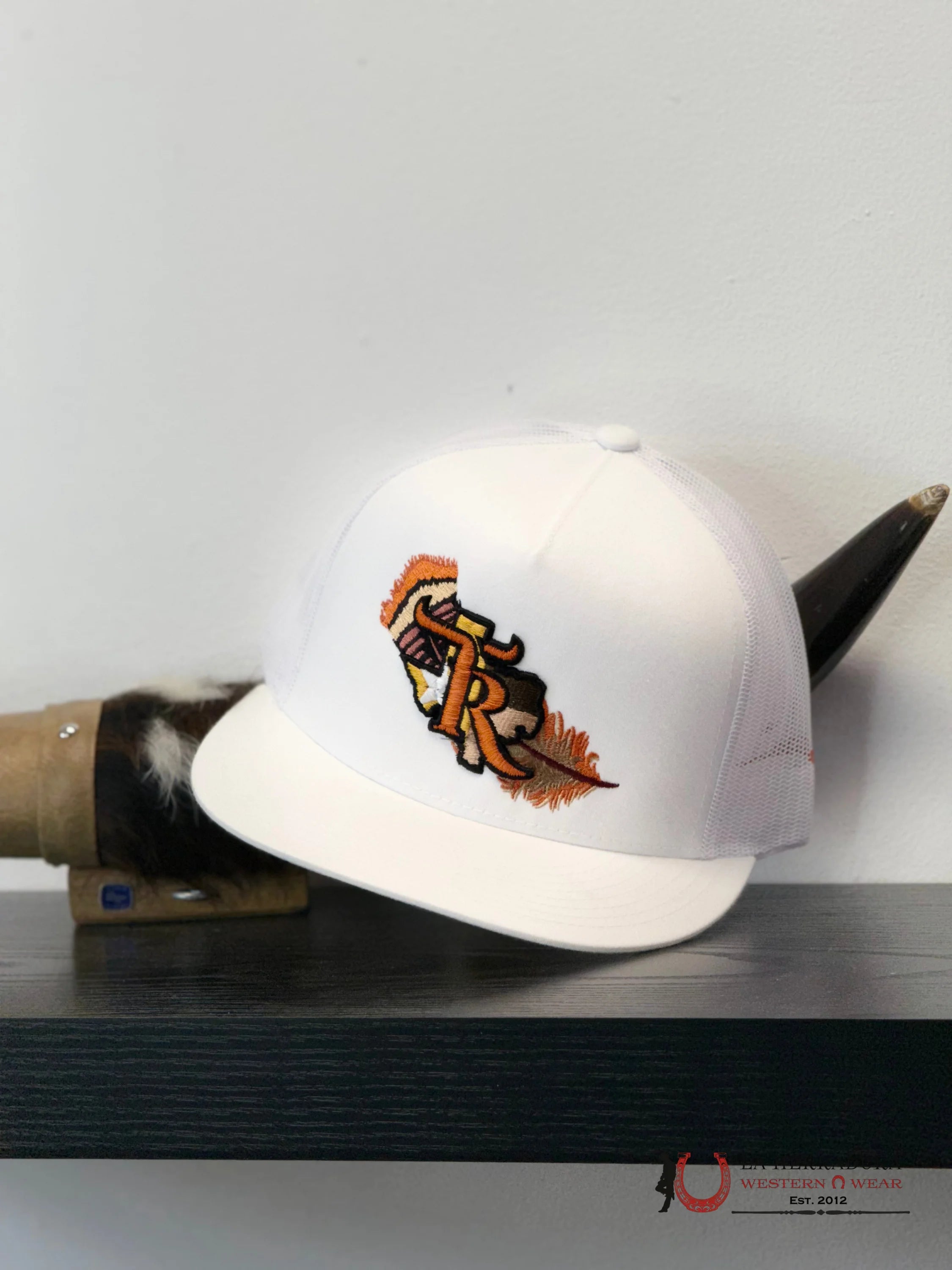 TEXAS RANCH white Style 010 pluma con anaranjado hat CAPS MENS GORRAS HOMBRES