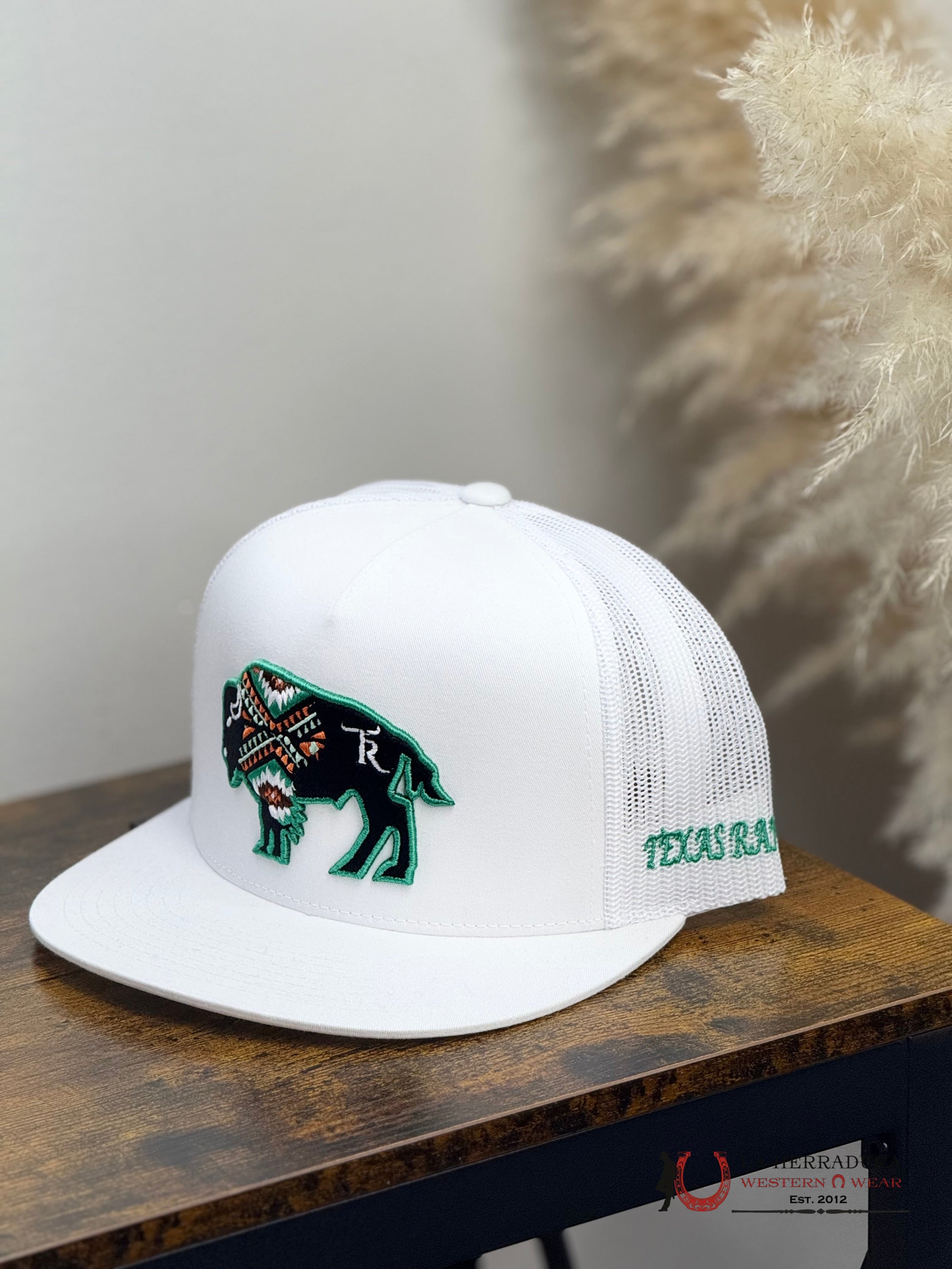 TEXAS RANCH white Style 017 Bisonte verde hat CAPS MENS GORRAS HOMBRES