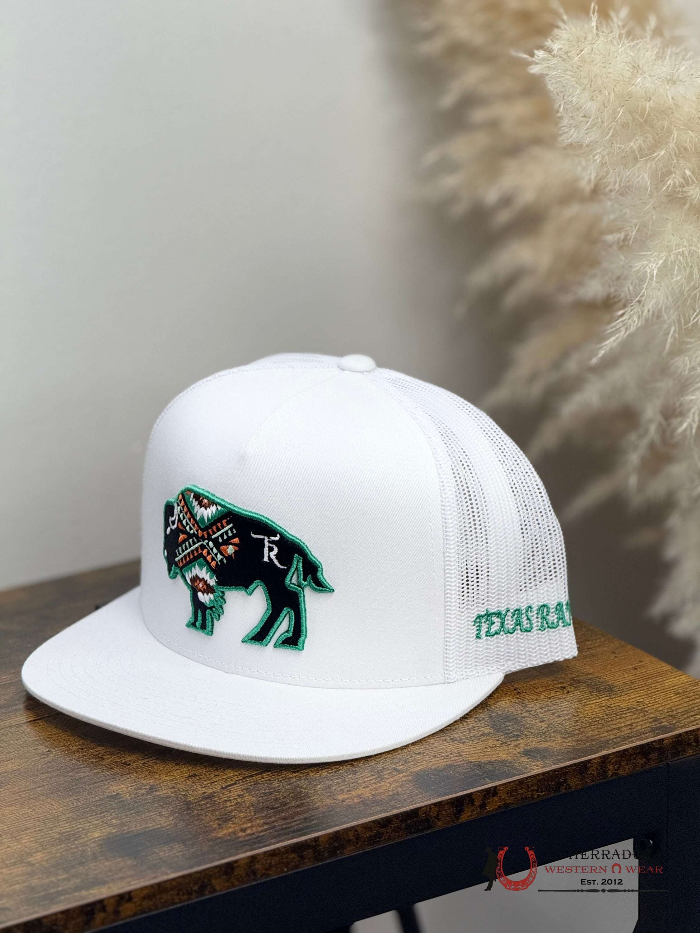 TEXAS RANCH white Style 017 Bisonte verde hat CAPS MENS GORRAS HOMBRES