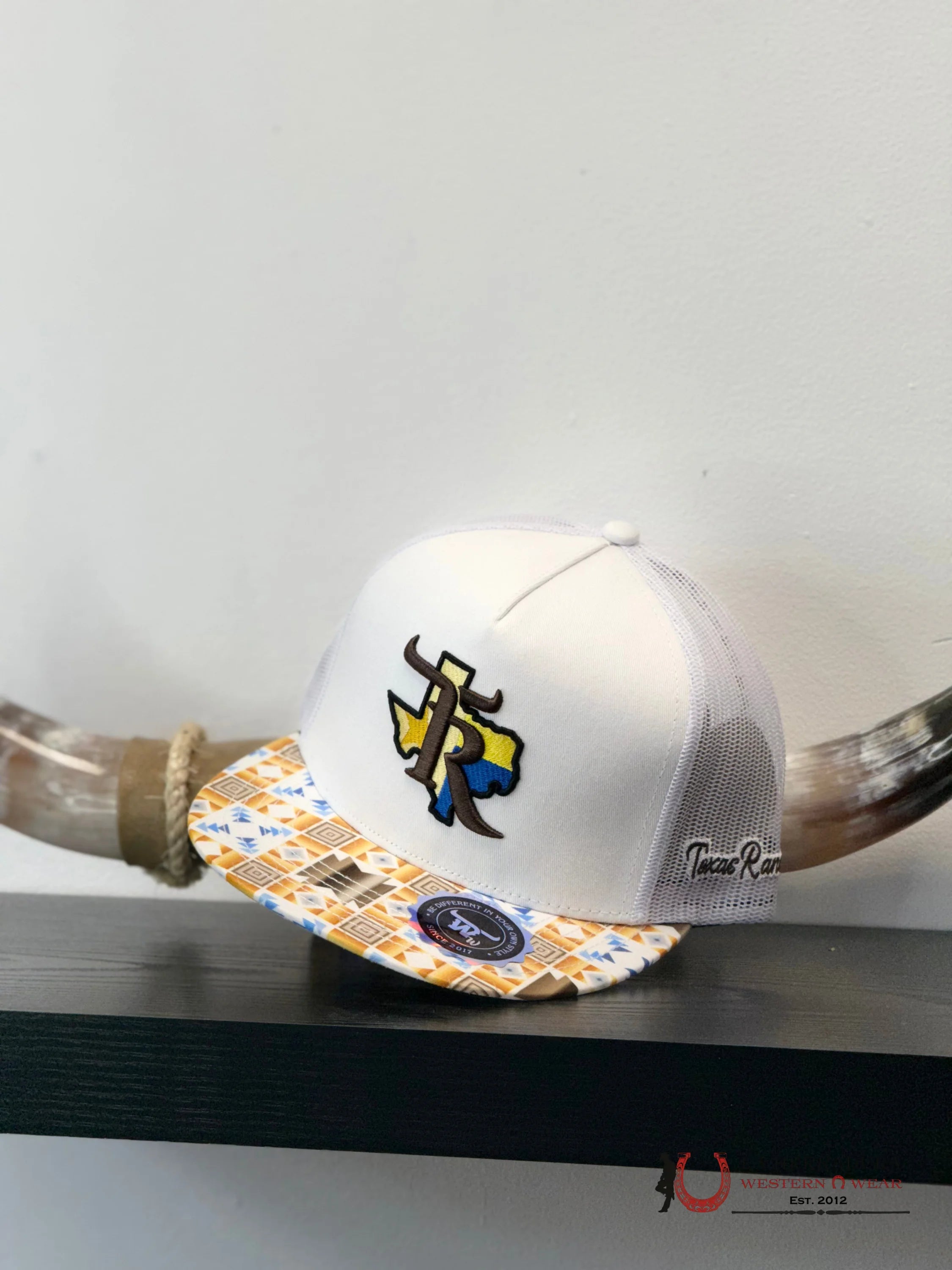 TEXAS RANCH white Style 04 cafe con amarillo CAPS MENS GORRAS HOMBRES