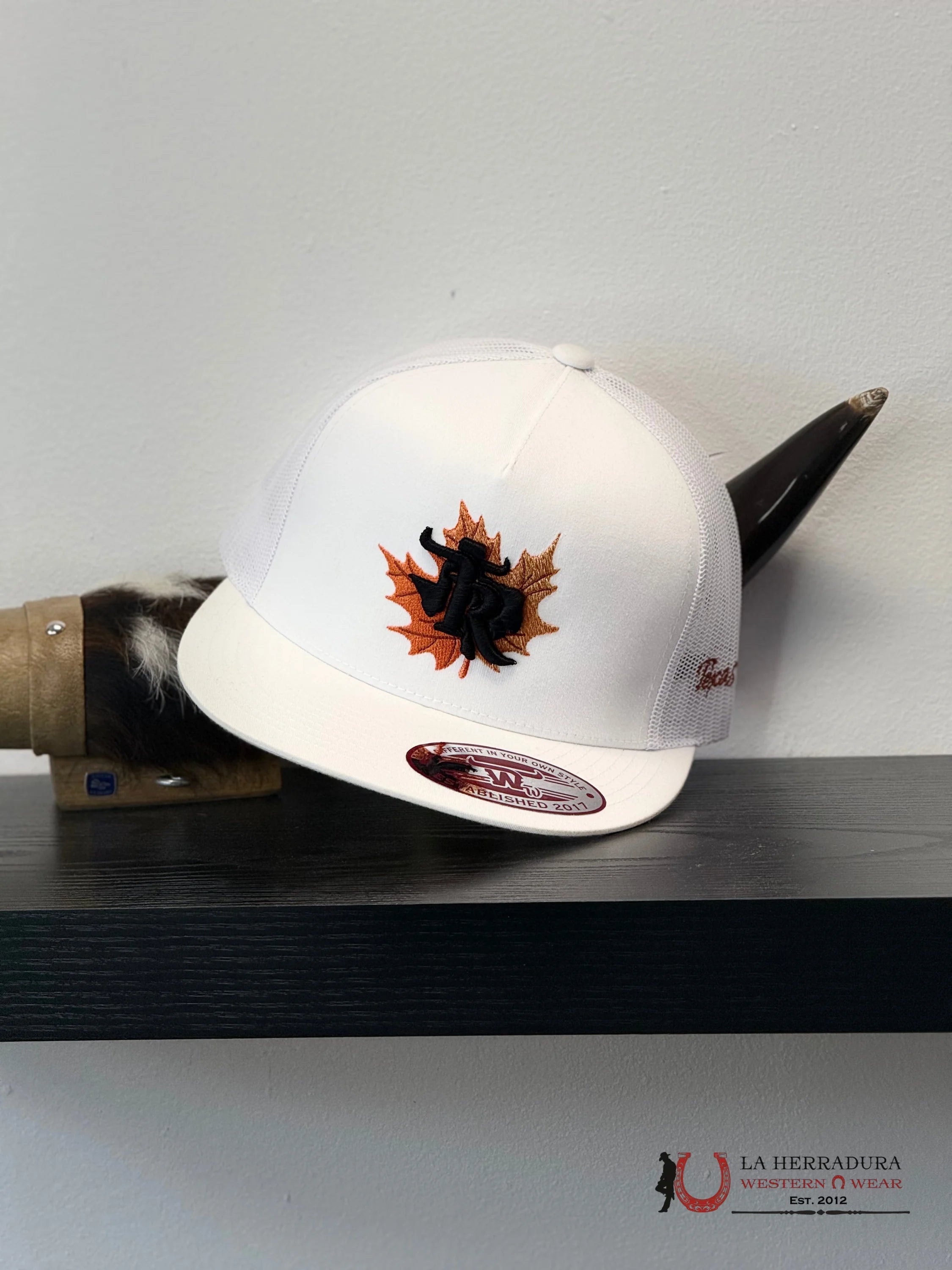 TEXAS RANCH white Style 08 hoja con negro hat CAPS MENS GORRAS HOMBRES