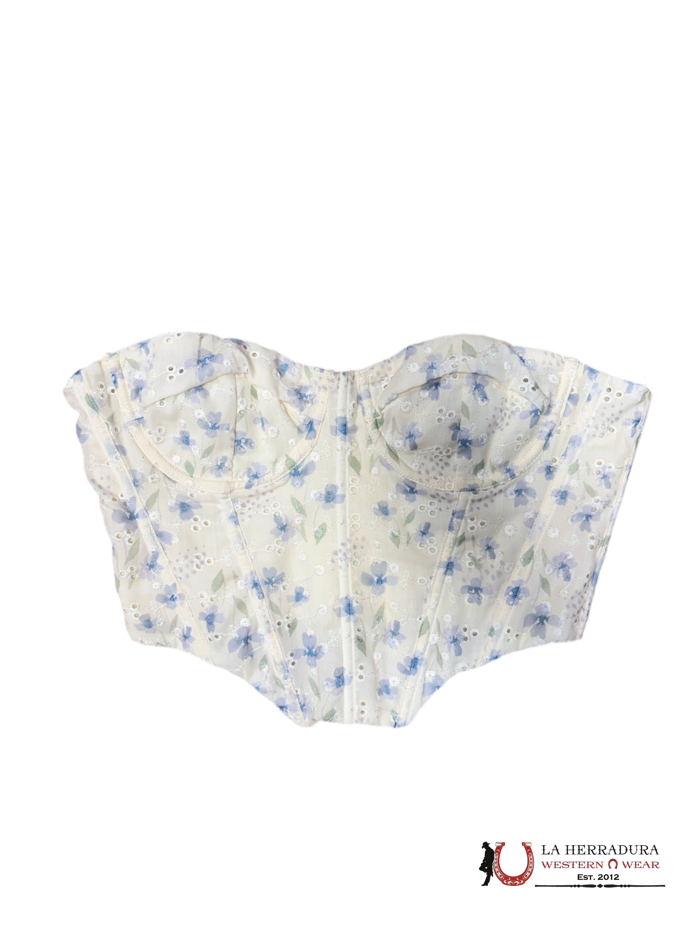 TICTOC TOP BEIGE WITH BLUE FLOWER TC30139 ROPA MUJERES