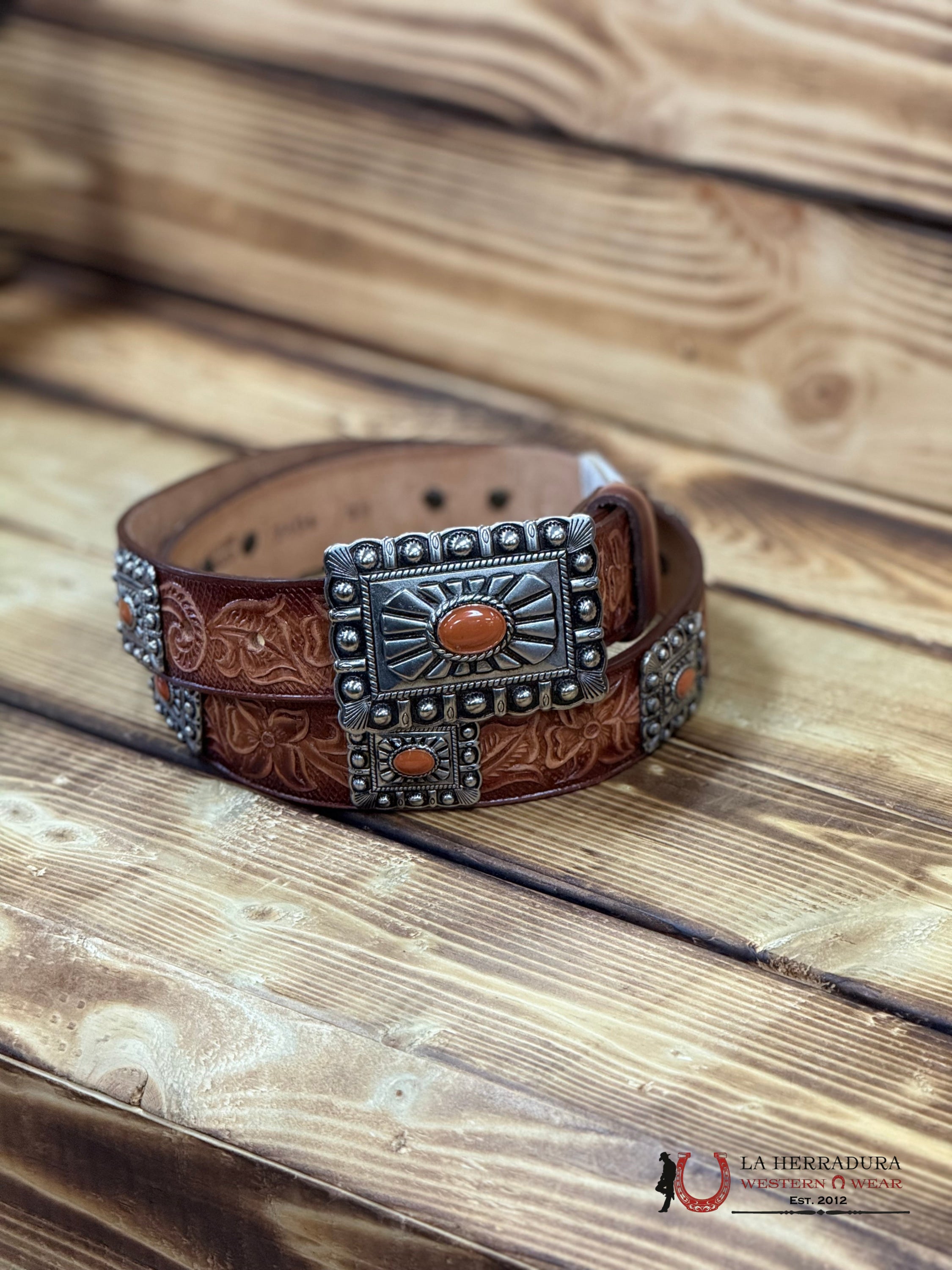 TONY DILAZ WOMENS BELT ORANGE BUCKLE 2406 CINTURONES MUJERES