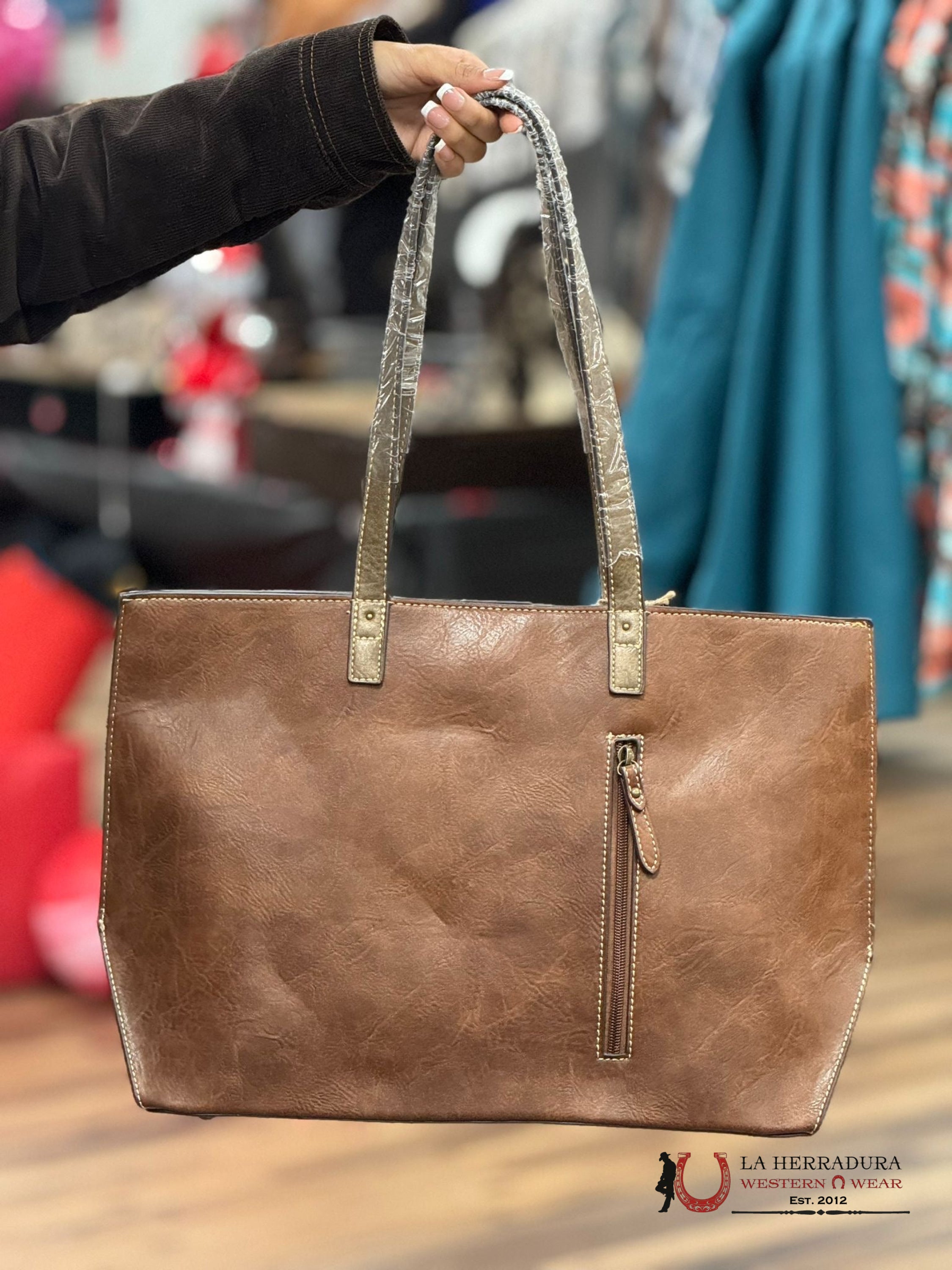 Tony Lama Leather Tan Shoulder Purse Cowhide Concealed Carry