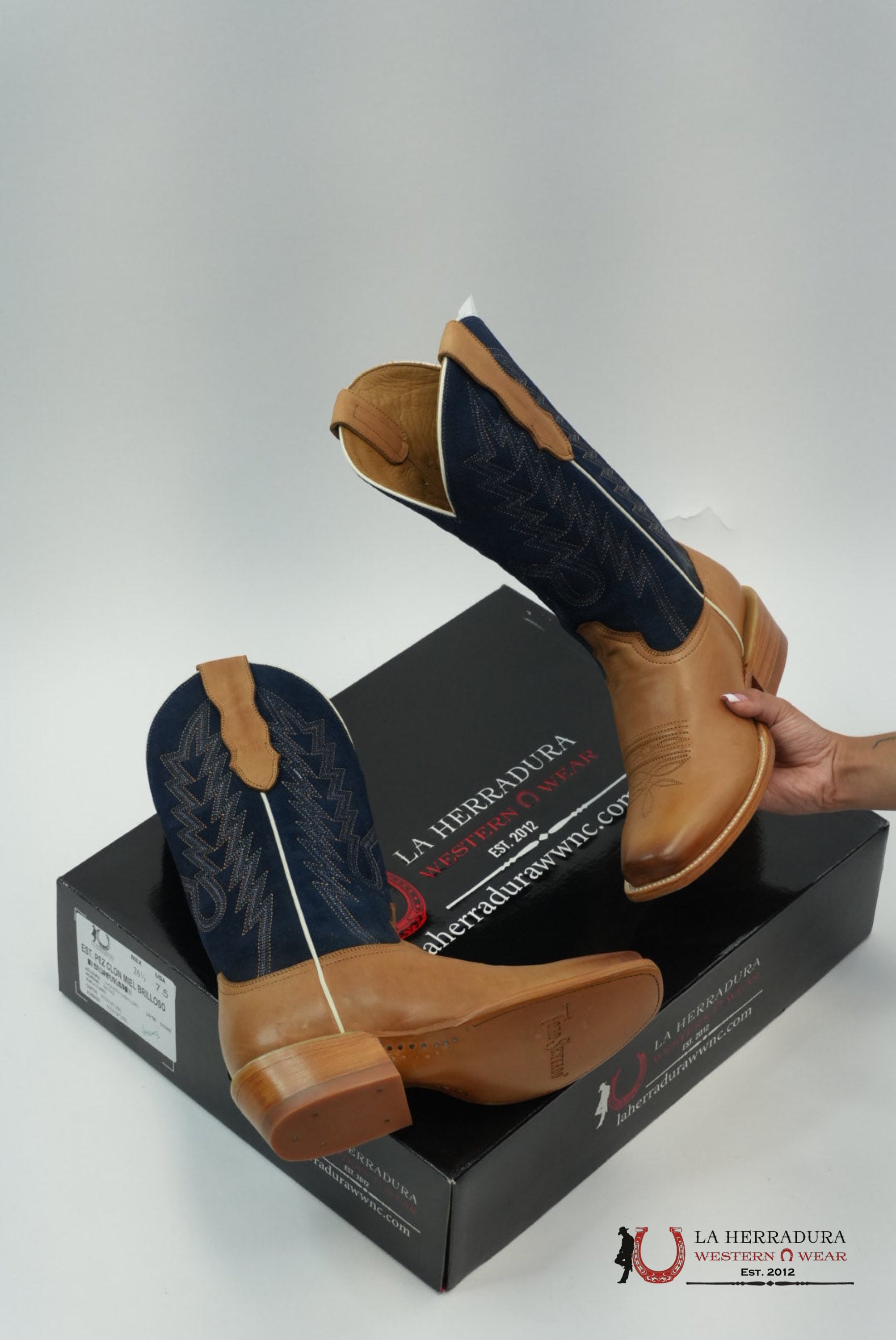 TORO SENTADO CLAYTON GOLD/GAMUZA AZUL MARINO BOTAS HOMBRES