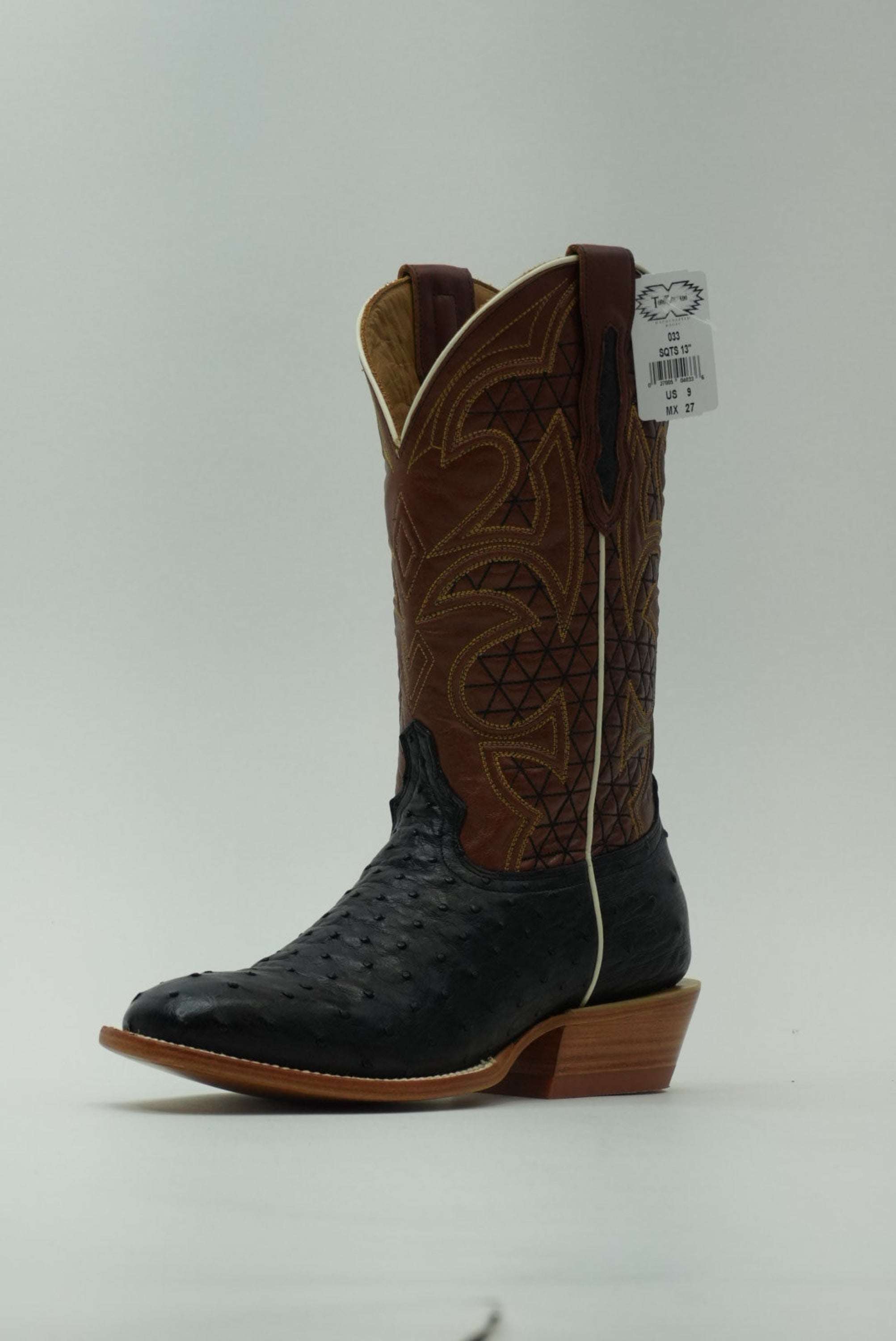 TORO SENTADO MEN AVESTRUZ NEGRA/CABRA PULL UP TAN LEATHER SOLE