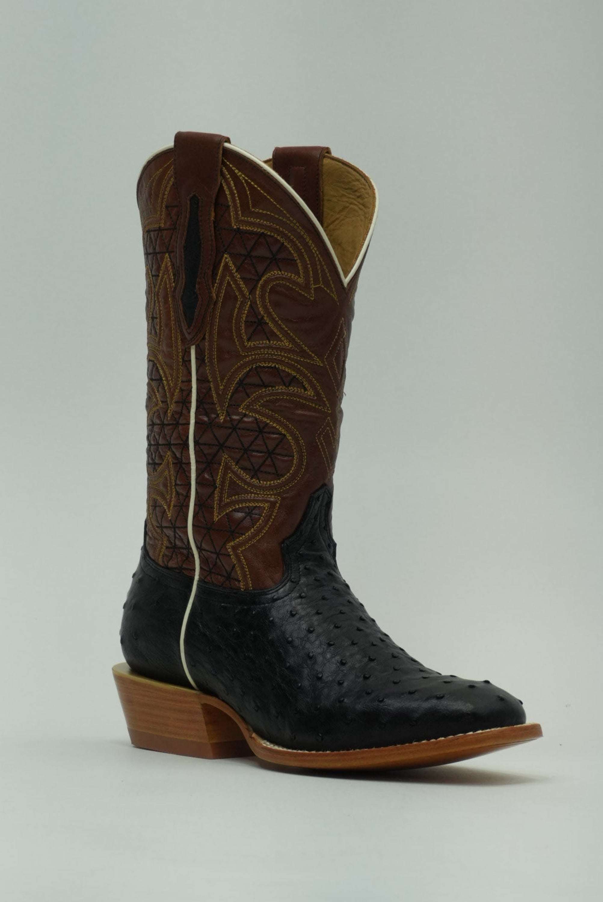 TORO SENTADO MEN AVESTRUZ NEGRA/CABRA PULL UP TAN LEATHER SOLE