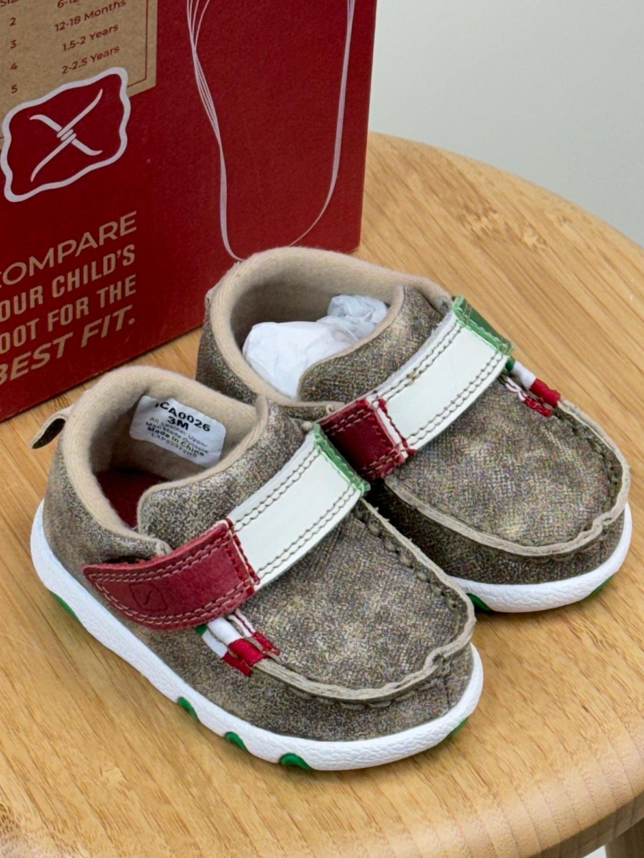 Twisted X Baby Dusty Tan & Multi Driving Moc Shoes Niños