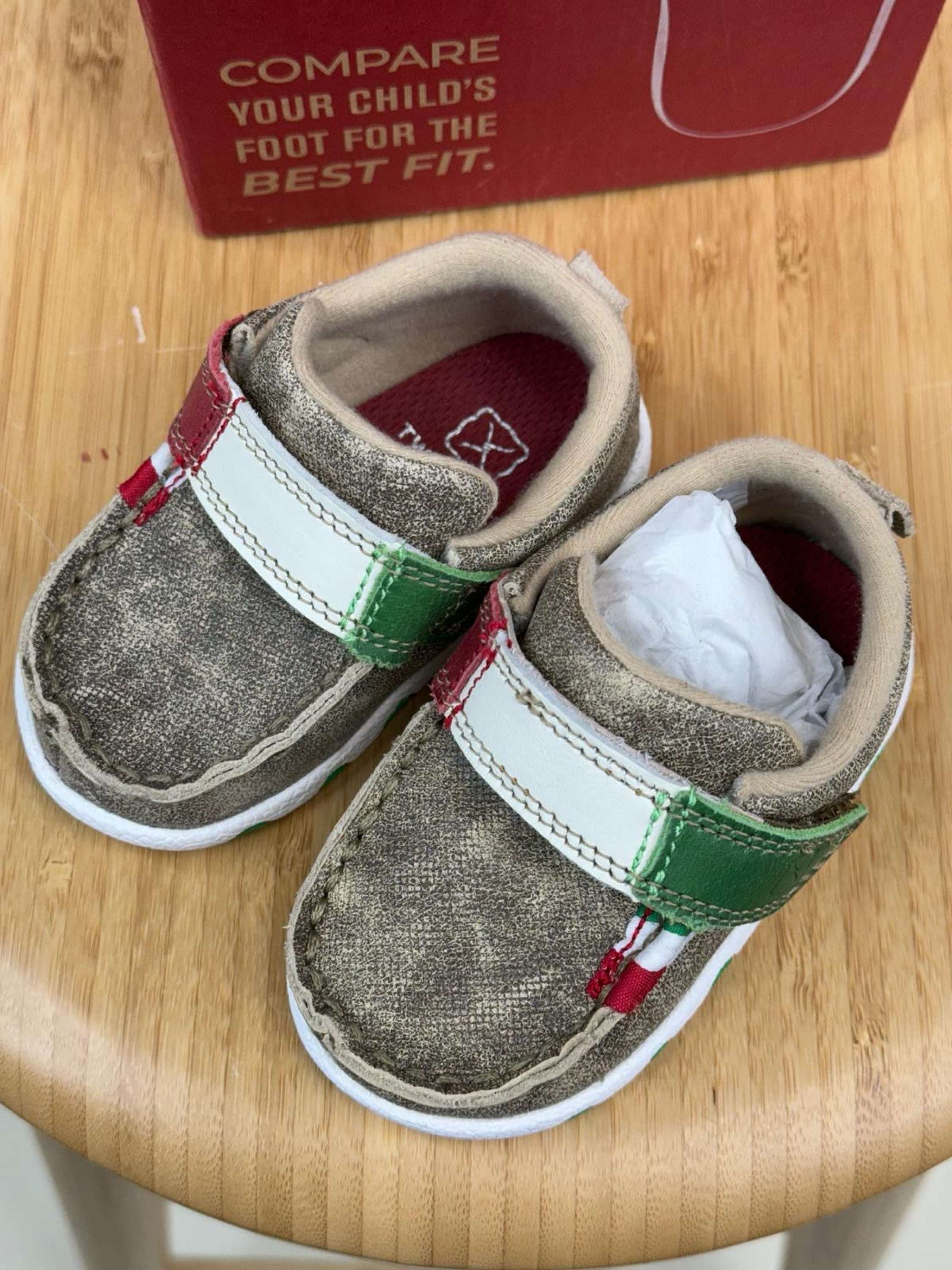 Twisted X Baby Dusty Tan & Multi Driving Moc Shoes Niños