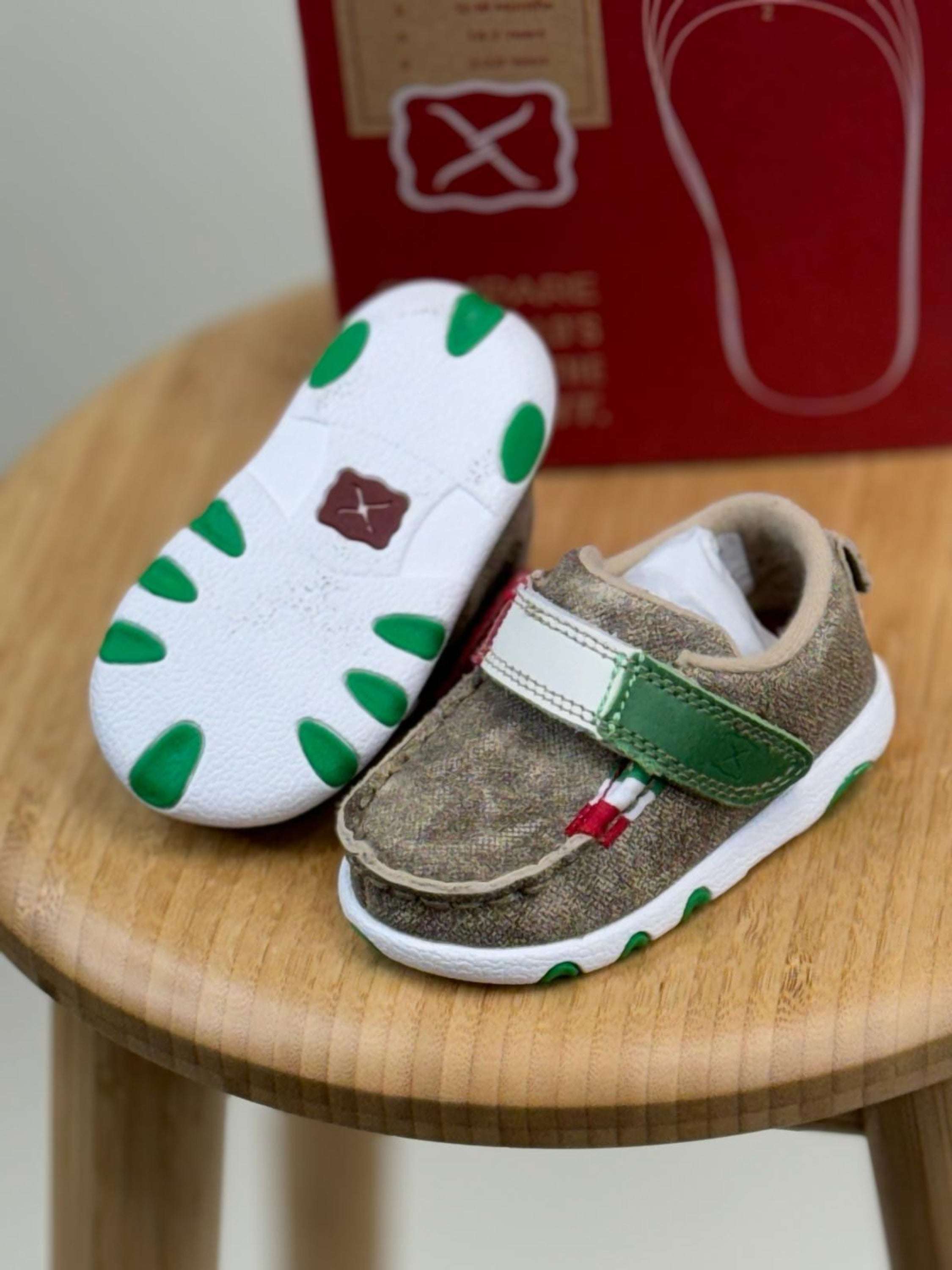 Twisted X Baby Dusty Tan & Multi Driving Moc Shoes Niños