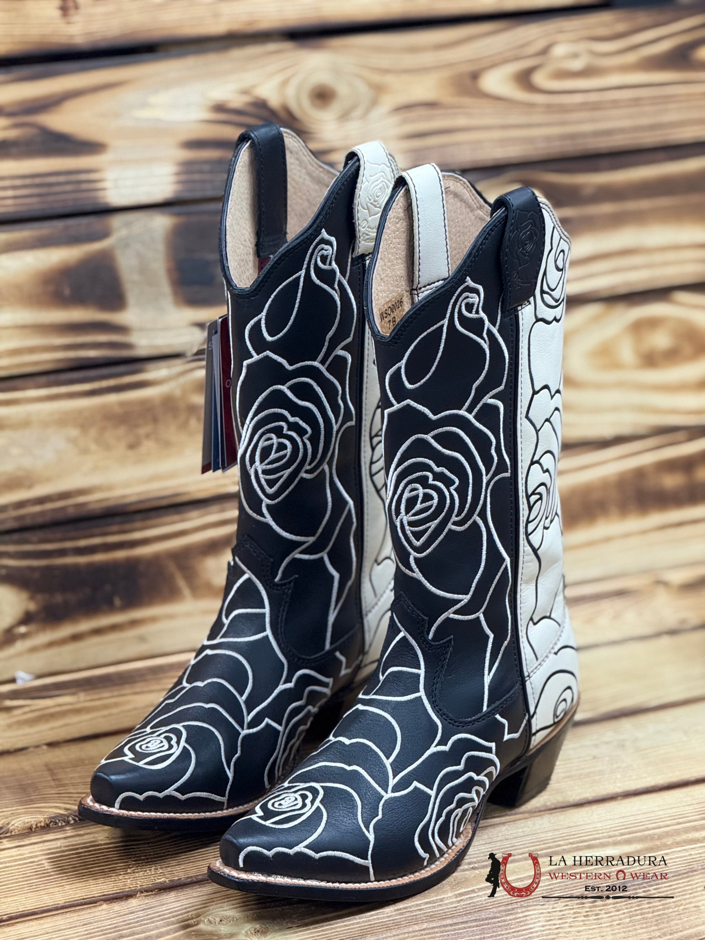 TWISTED X BOOTS BLACK AND WHITE ROSES BOTAS MUJERES