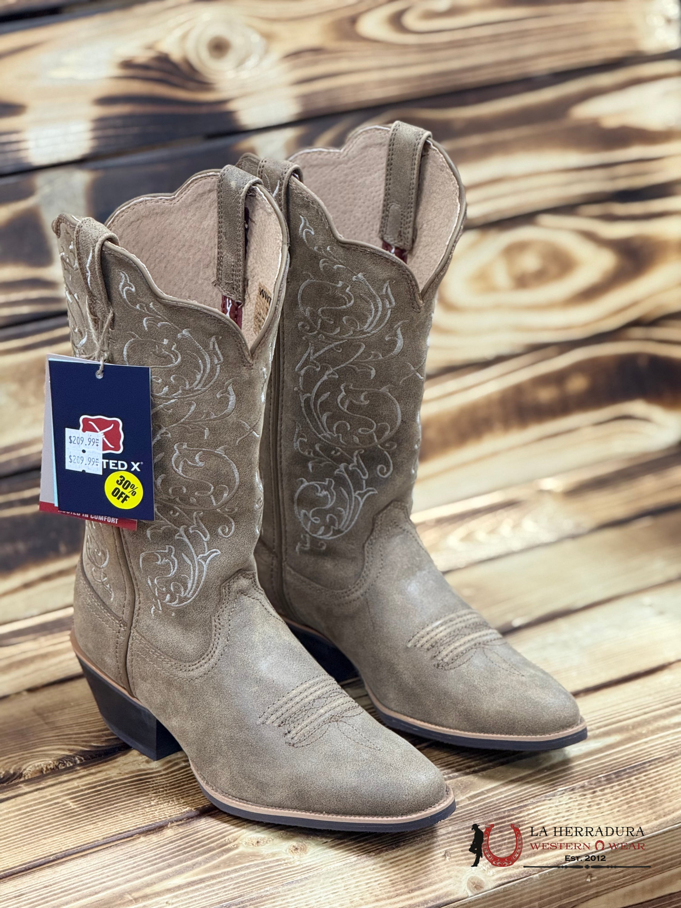 TWISTED X BOOTS TAN AND TAM RAMAS OVAL BOTAS MUJERES