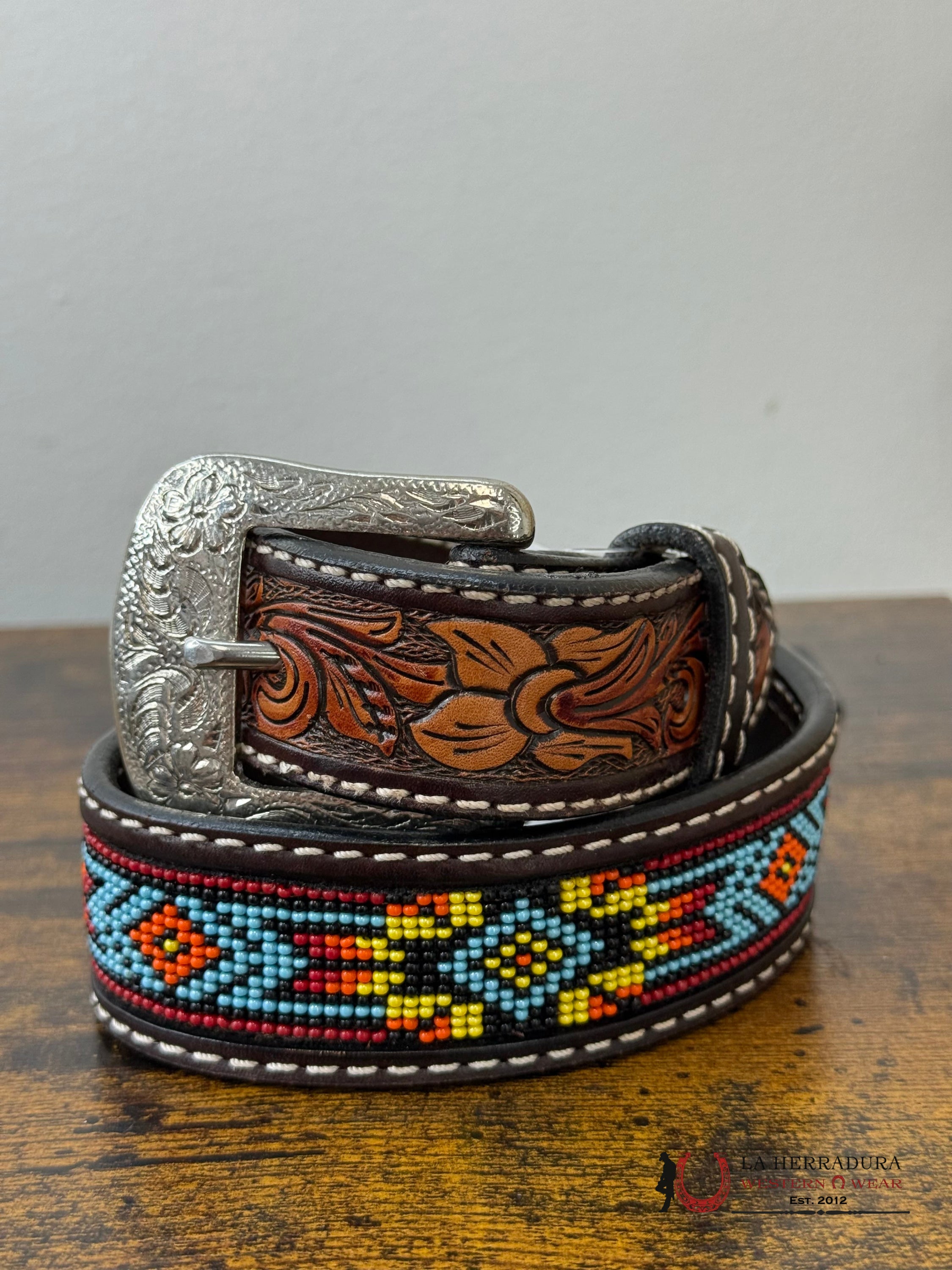 TWISTED X BOYS BELT BEADED AZTEC- XIBB-100K NIÑOS