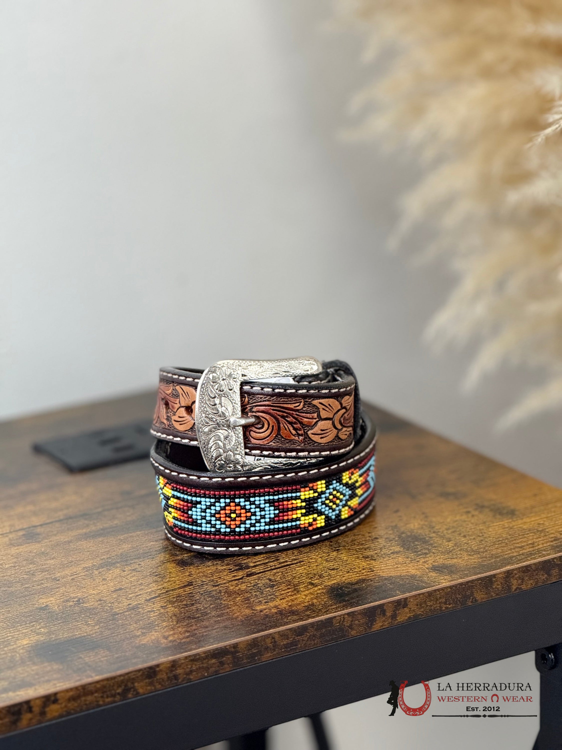 TWISTED X BOYS BELT BEADED AZTEC- XIBB-100K NIÑOS